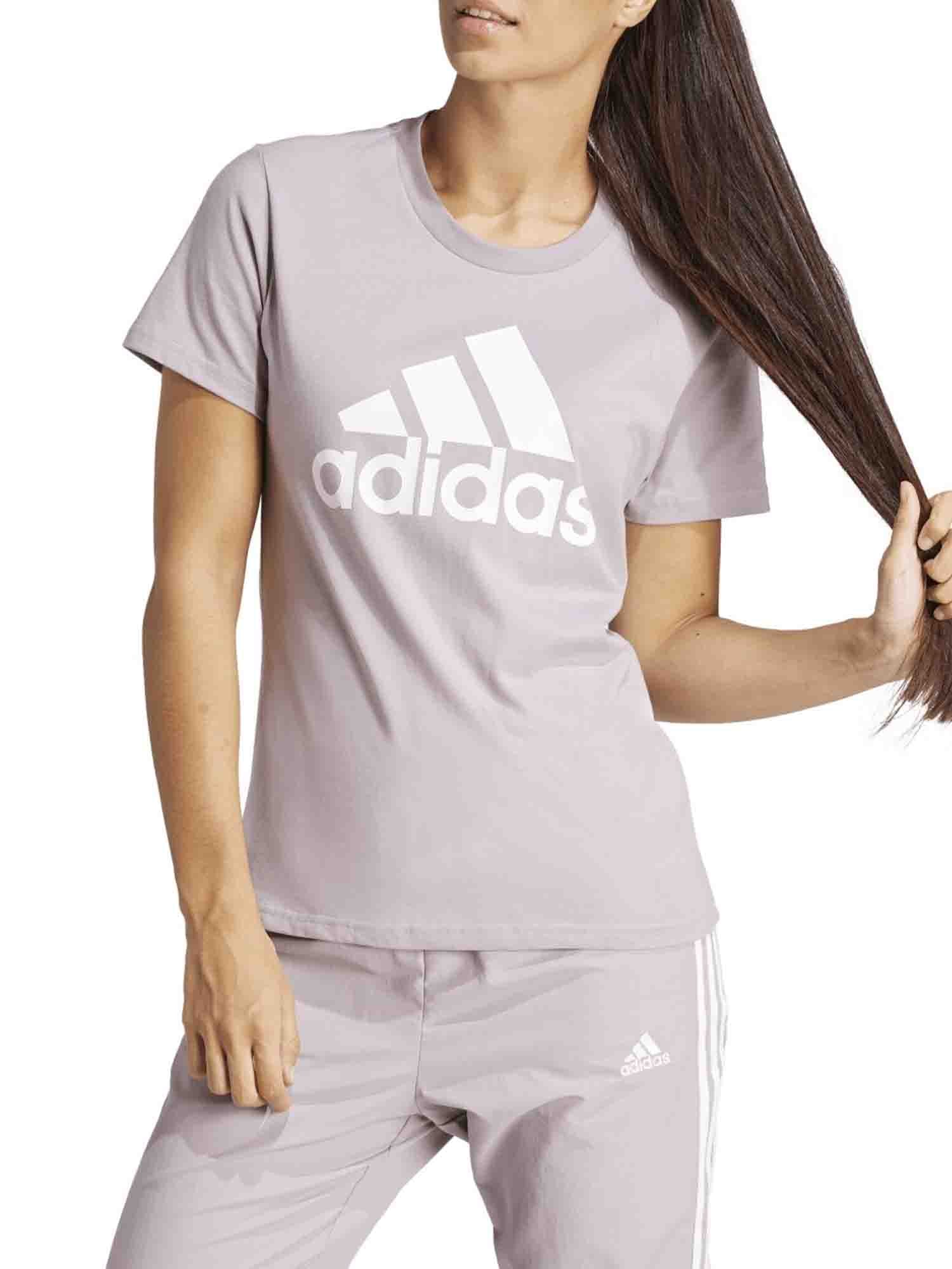 ADIDAS ESSENTIALS T-SHIRT CON LOGO VIOLA