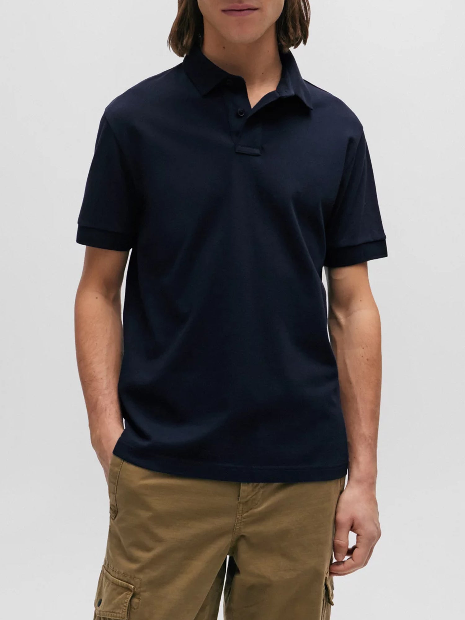 HUGO BOSS POLO MANICHE CORTE BLU