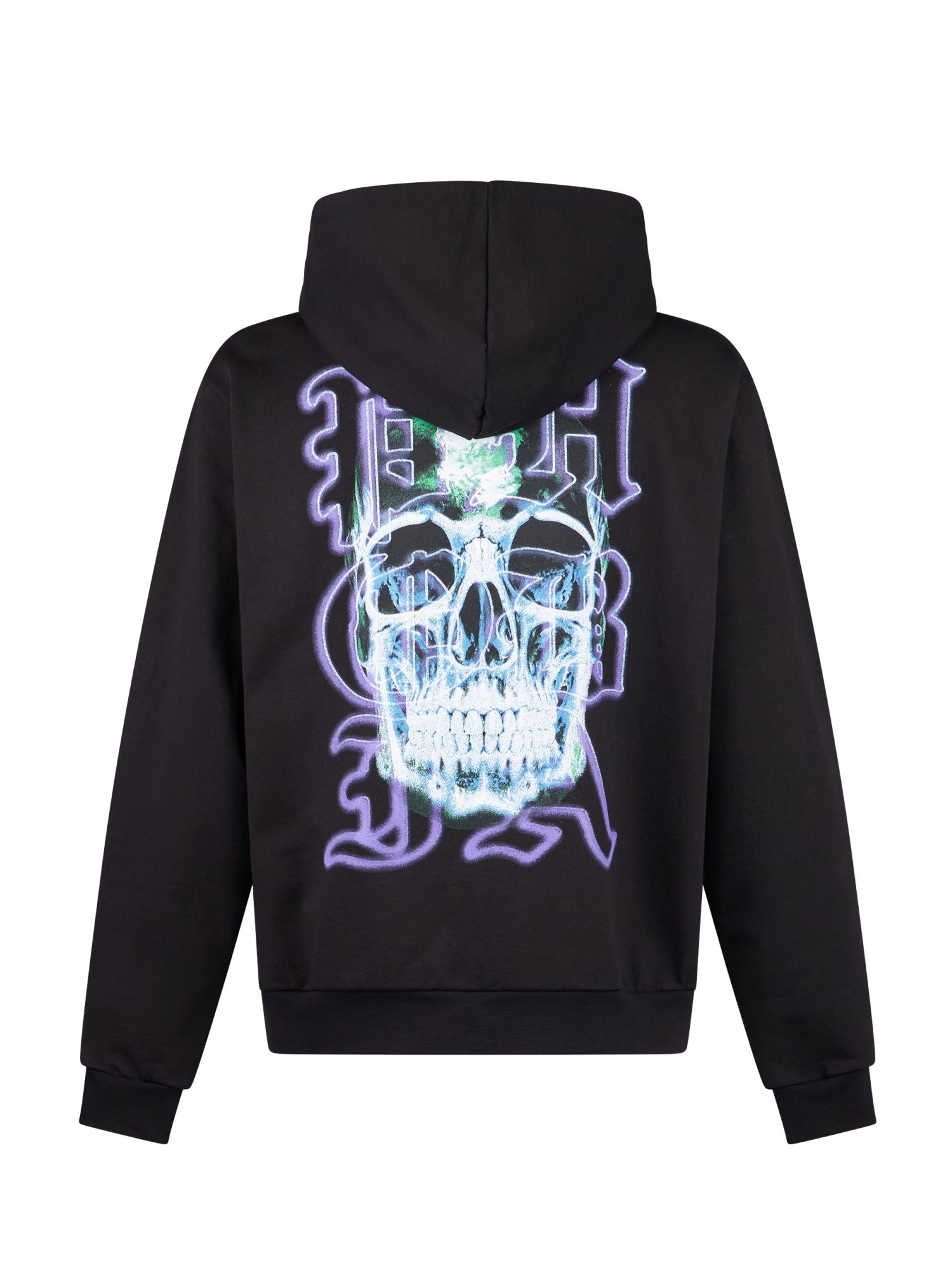 PHOBIA FELPA CON CAPPUCCIO SKULL PRINT NERO