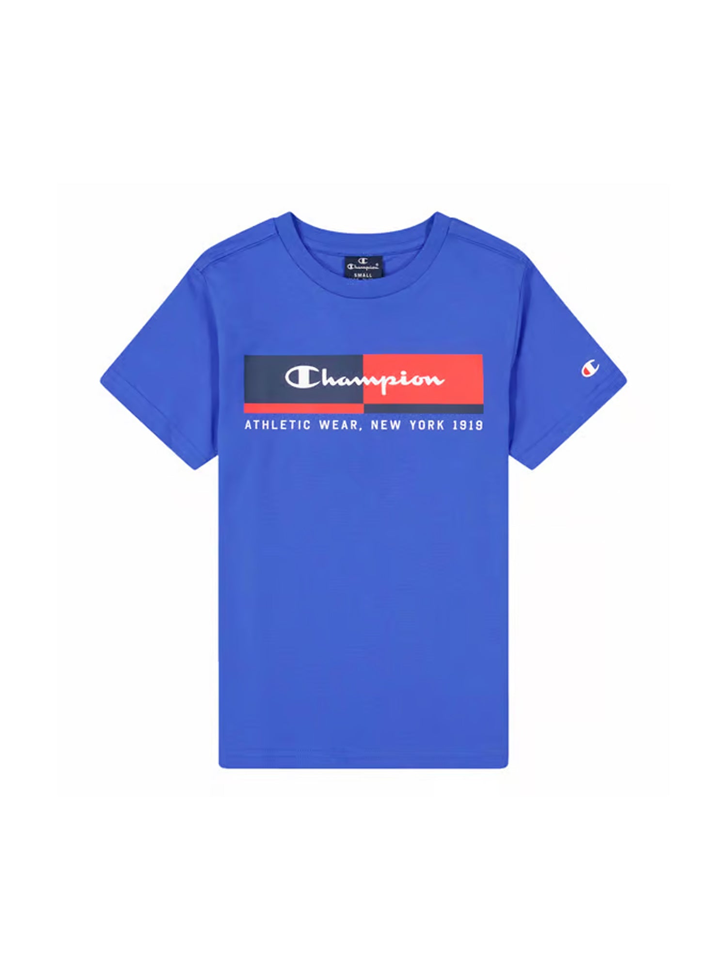 CHAMPION T-SHIRT MANICHE CORTE GRAFIC LOGO BLU ROYAL