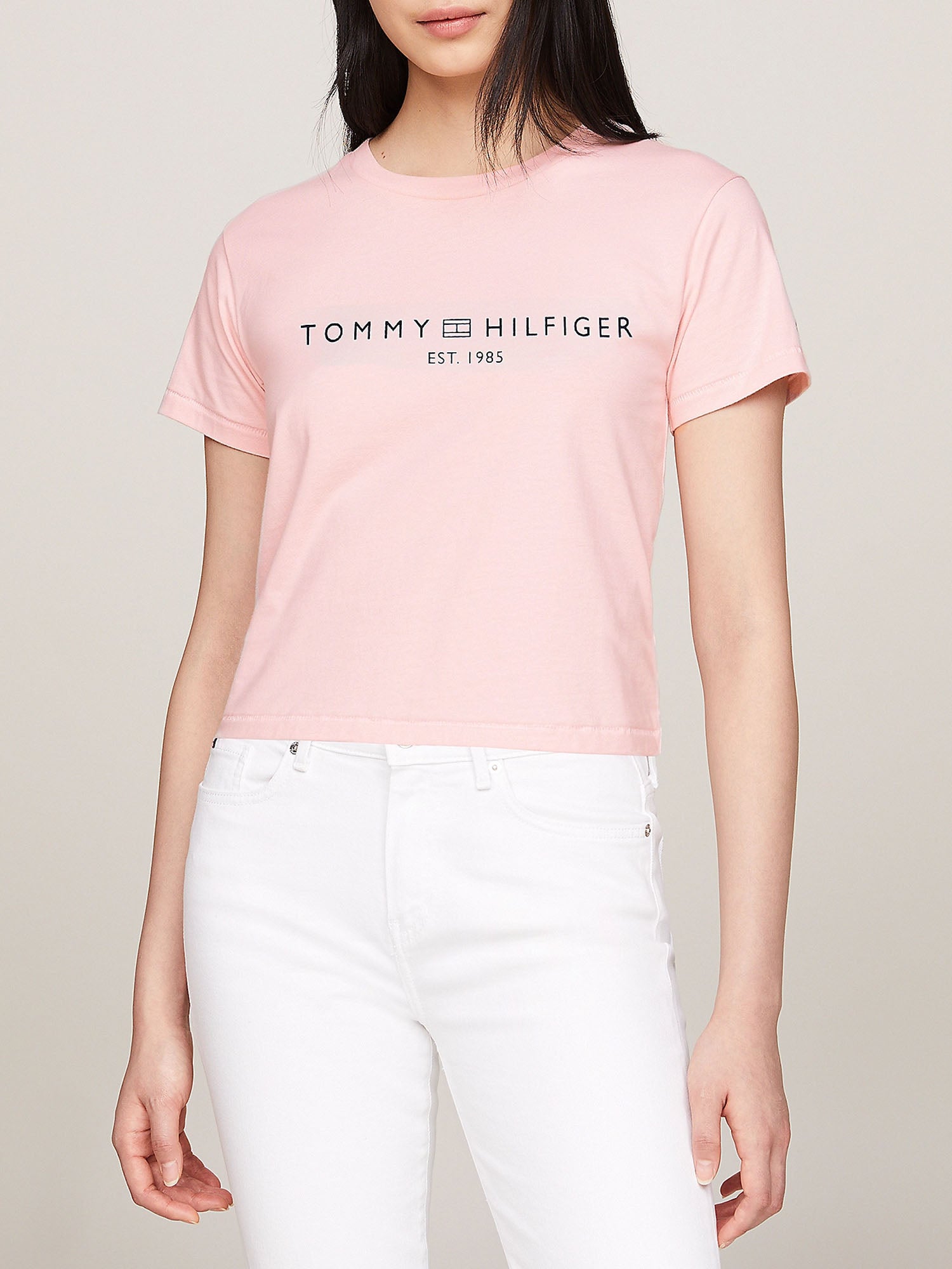 TOMMY HILFIGER T-SHIRT NEAT WHITE C-NK SS ROSA