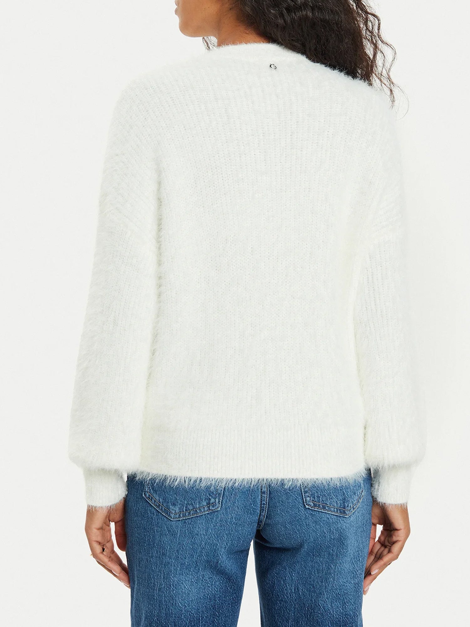 GUESS JEANS CARDIGAN FILATO FUZZY BIANCO