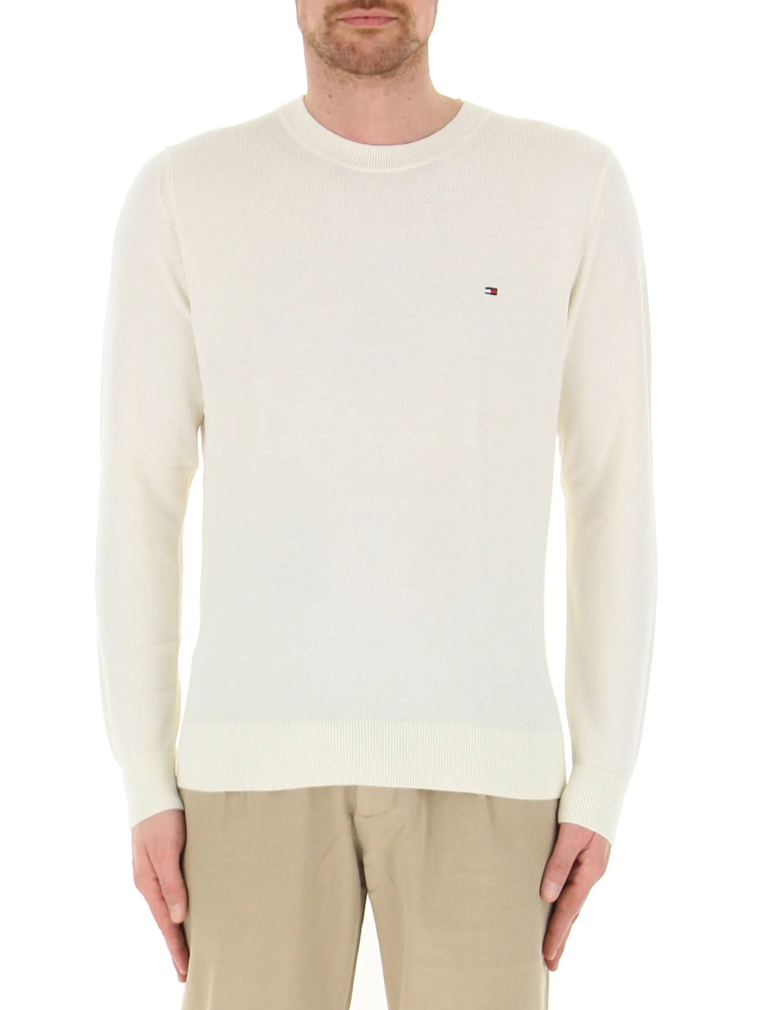 TOMMY HILFIGER PULLOVER GIROCOLLO CHAIN RIDGE STRUCTUR BEIGE