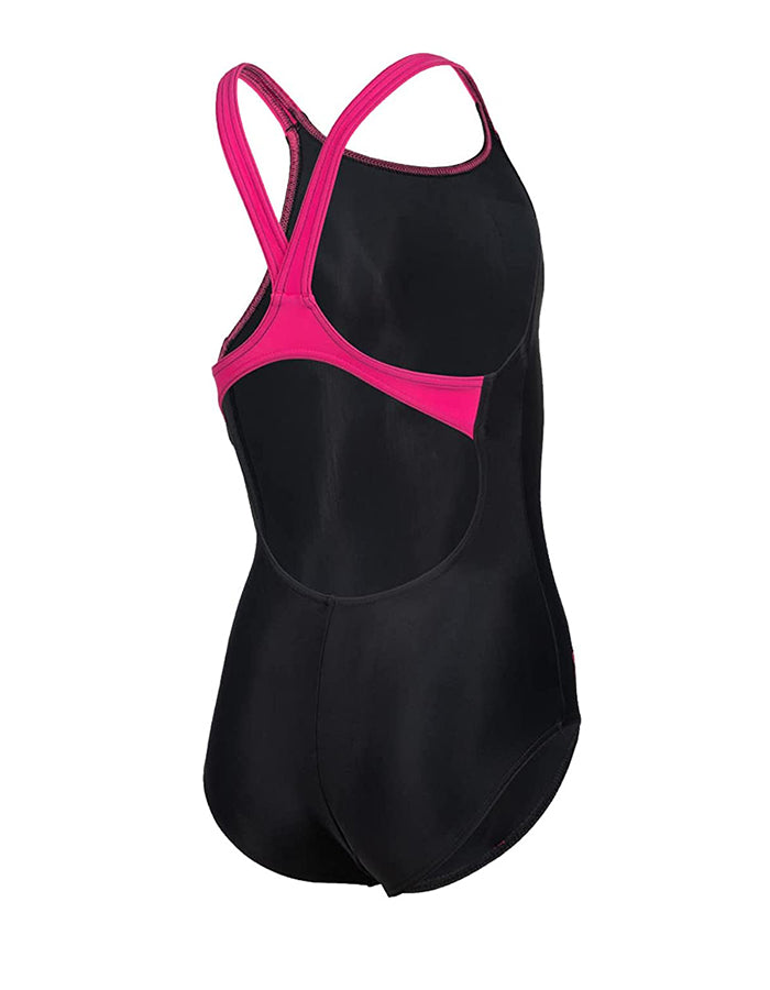 ARENA COSTUME GIRL'S SWIMSUIT V BACK GRAPHIC NERO