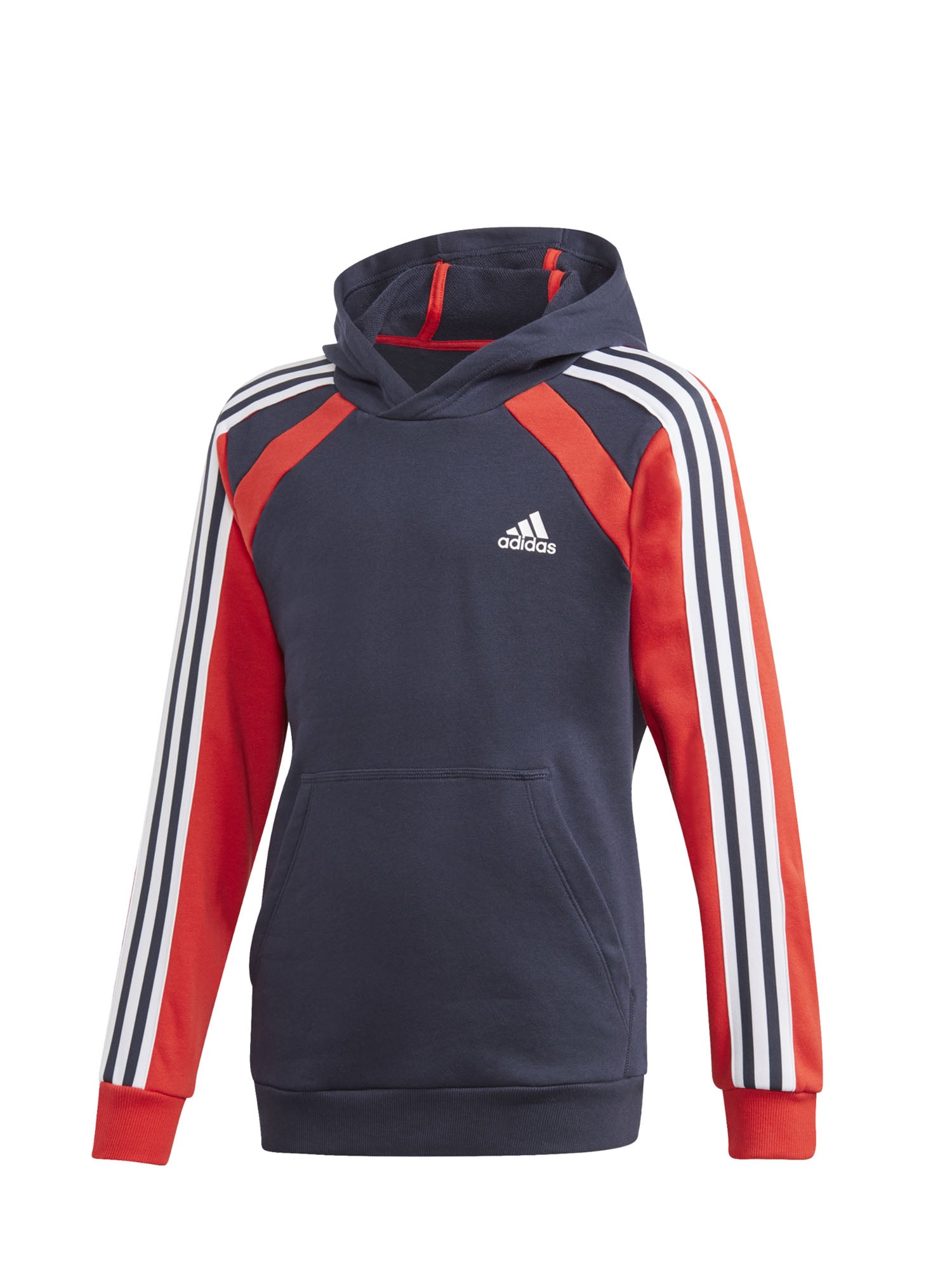 ADIDAS FELPA CON CAPPUCCIO COLORBLOCK BLU - ROSSA - BIANCO