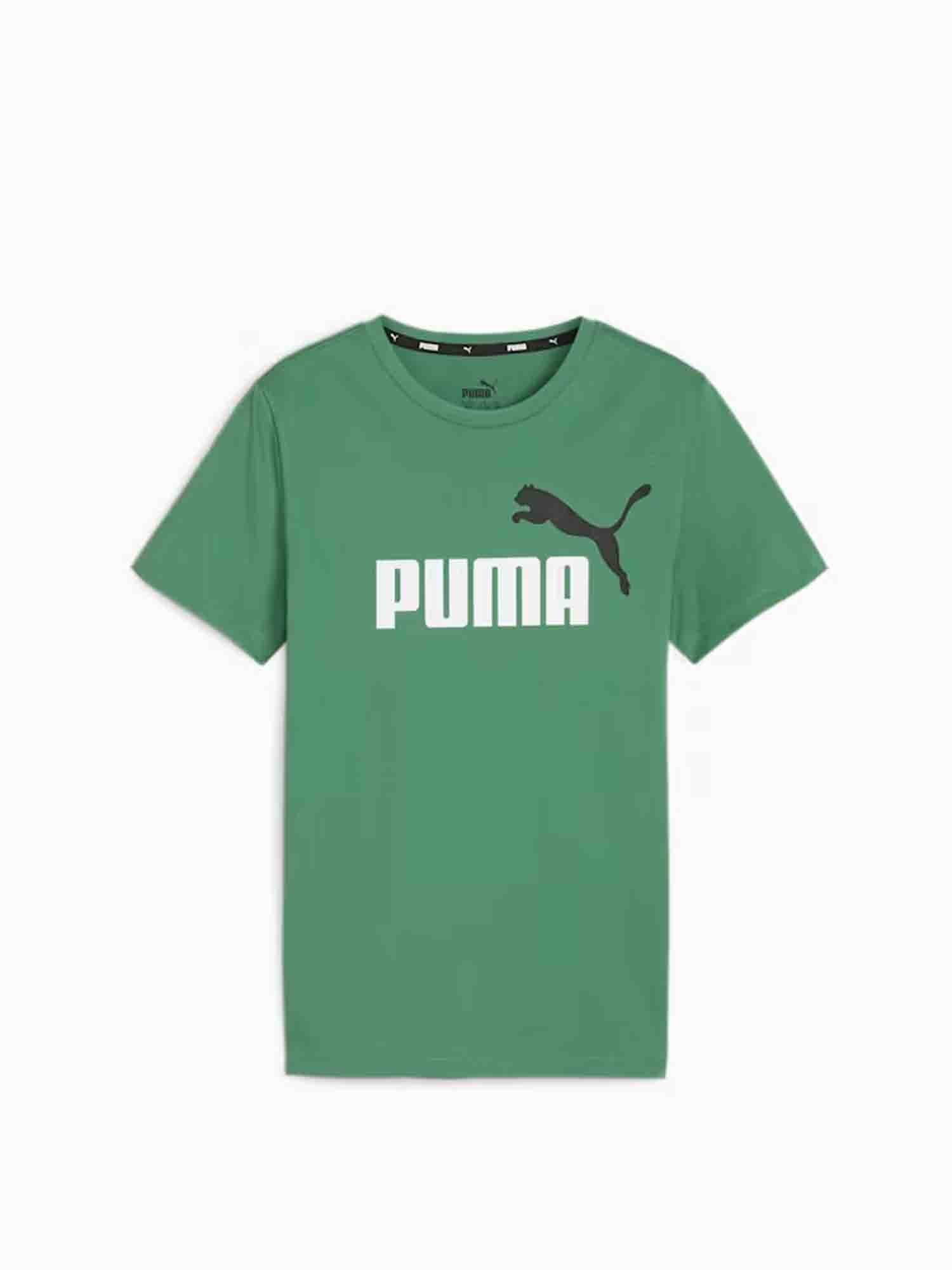 PUMA T-SHIRT ESSENTIALS+TWO TONE LOGO VERDE