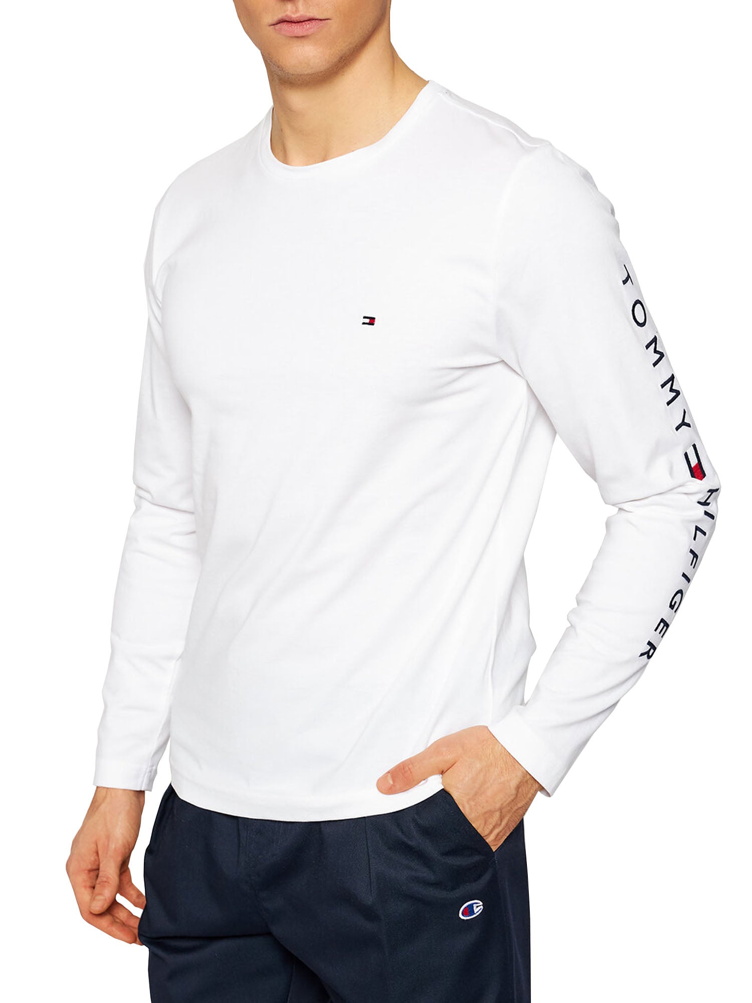 TOMMY HILFIGER T-SHIRT MANICHE LUNGHE BIANCO