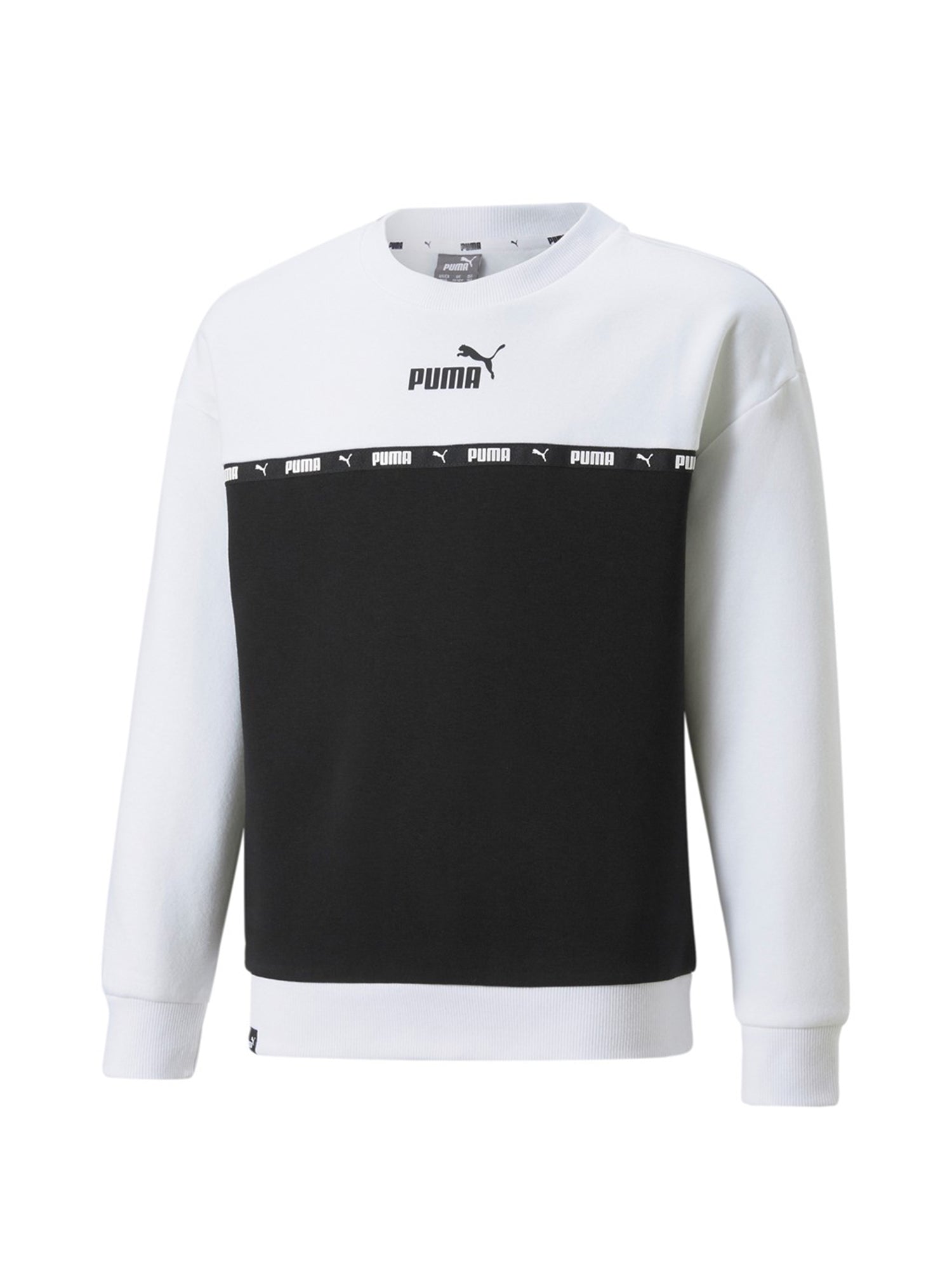 PUMA FELPA GIROCOLLO POWER TAPE CREW BIANCO-NERO