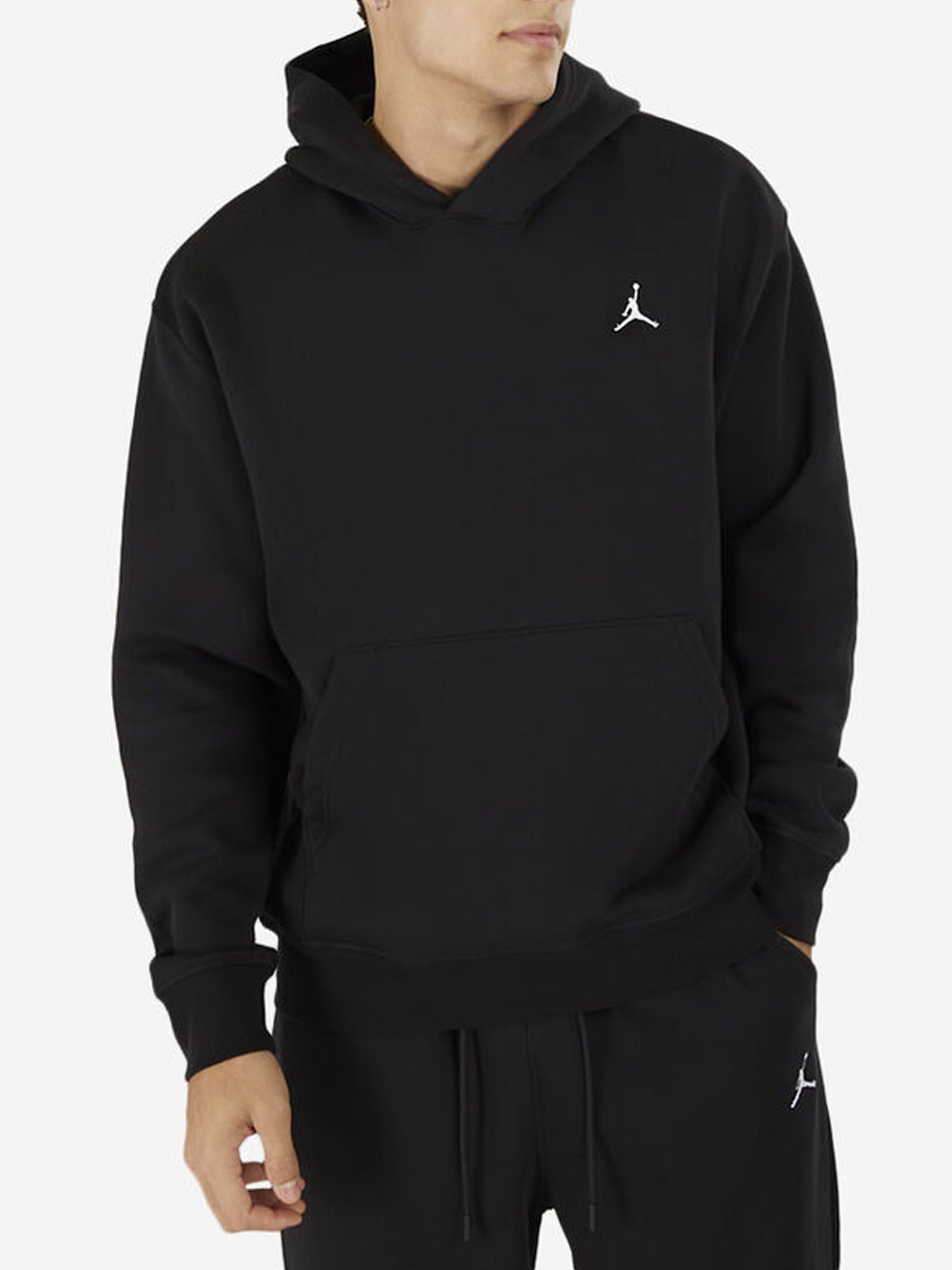 JORDAN FELPA CON CAPPUCCIO ESSENTIALS FLEECE NERO