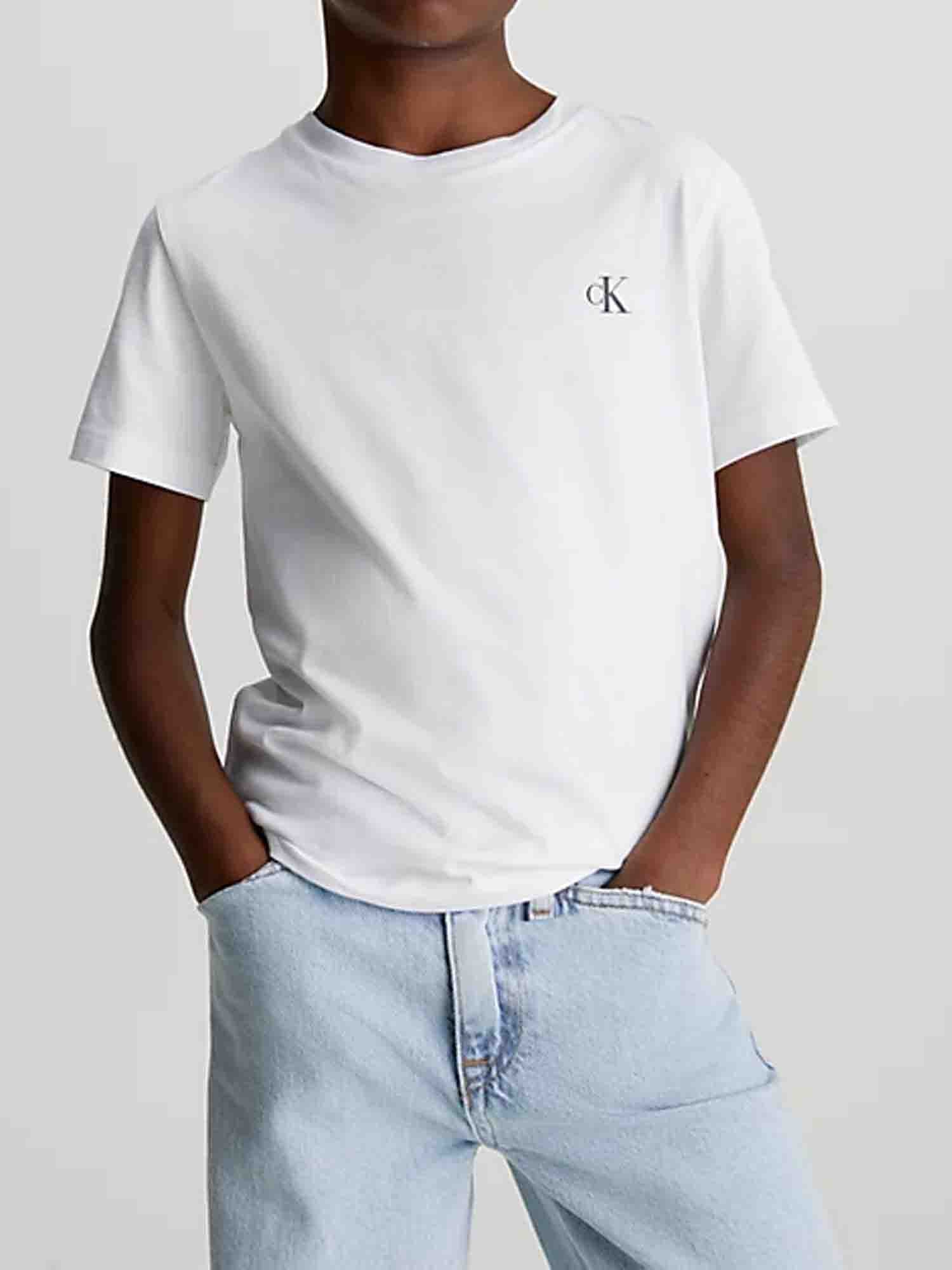 CALVIN KLEIN  2 T-SHIRT DA RAGAZZO BIANCO-VERDE