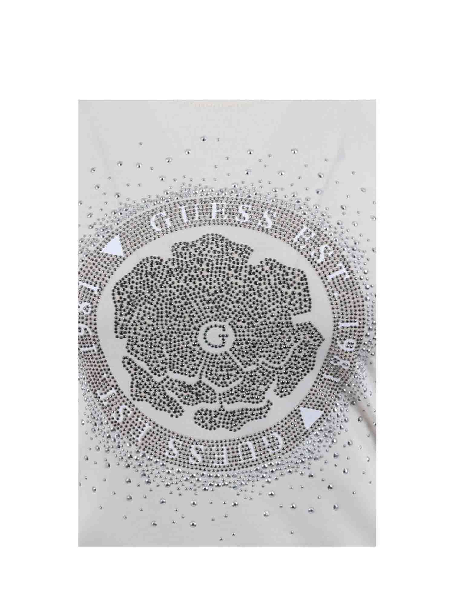 GUESS JEANS PEONY T-SHIRT MANICA LUNGA BIANCO