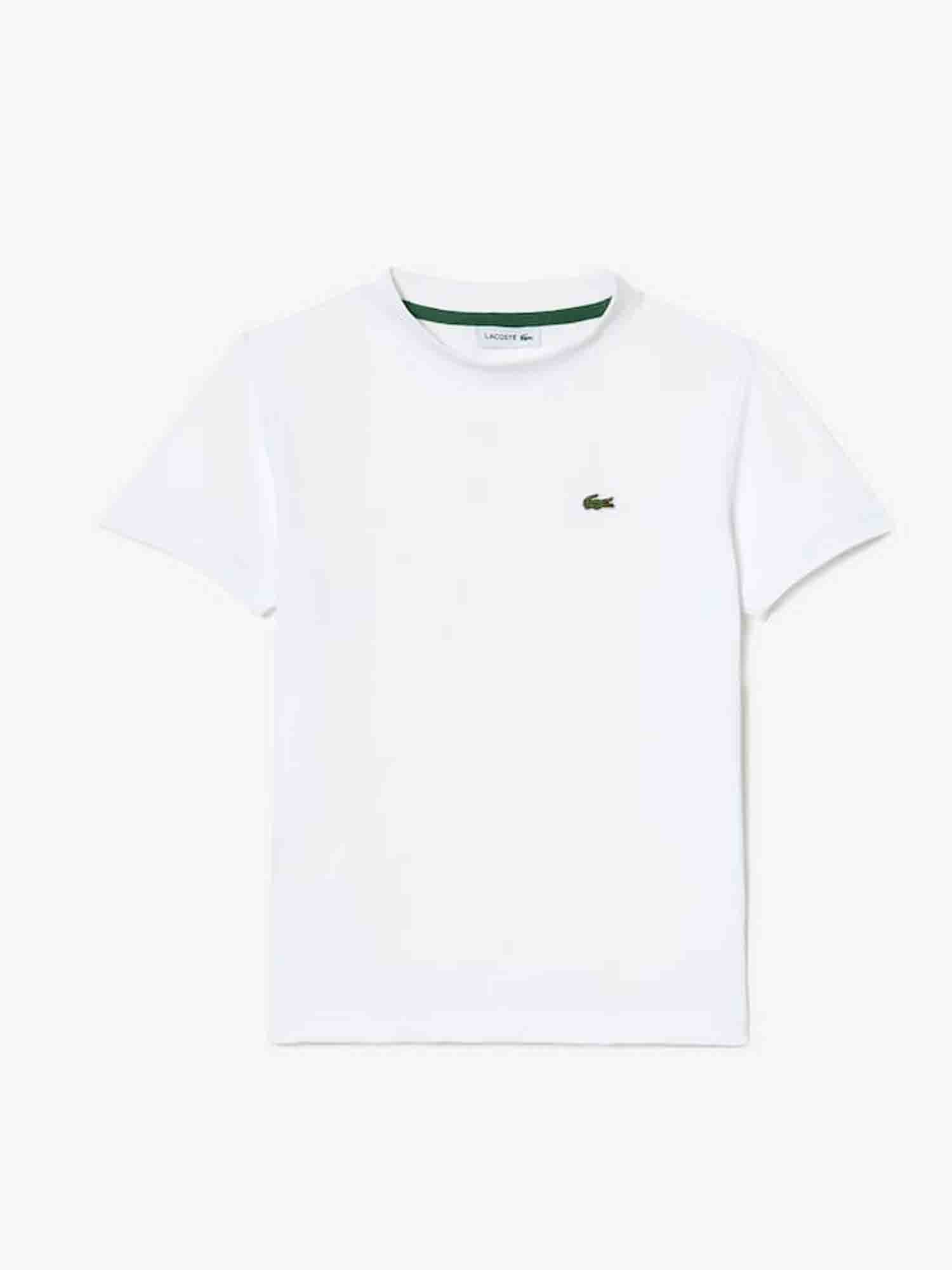 LACOSTE T-SHIRT TINTA UNITA DA RAGAZZO BIANCO