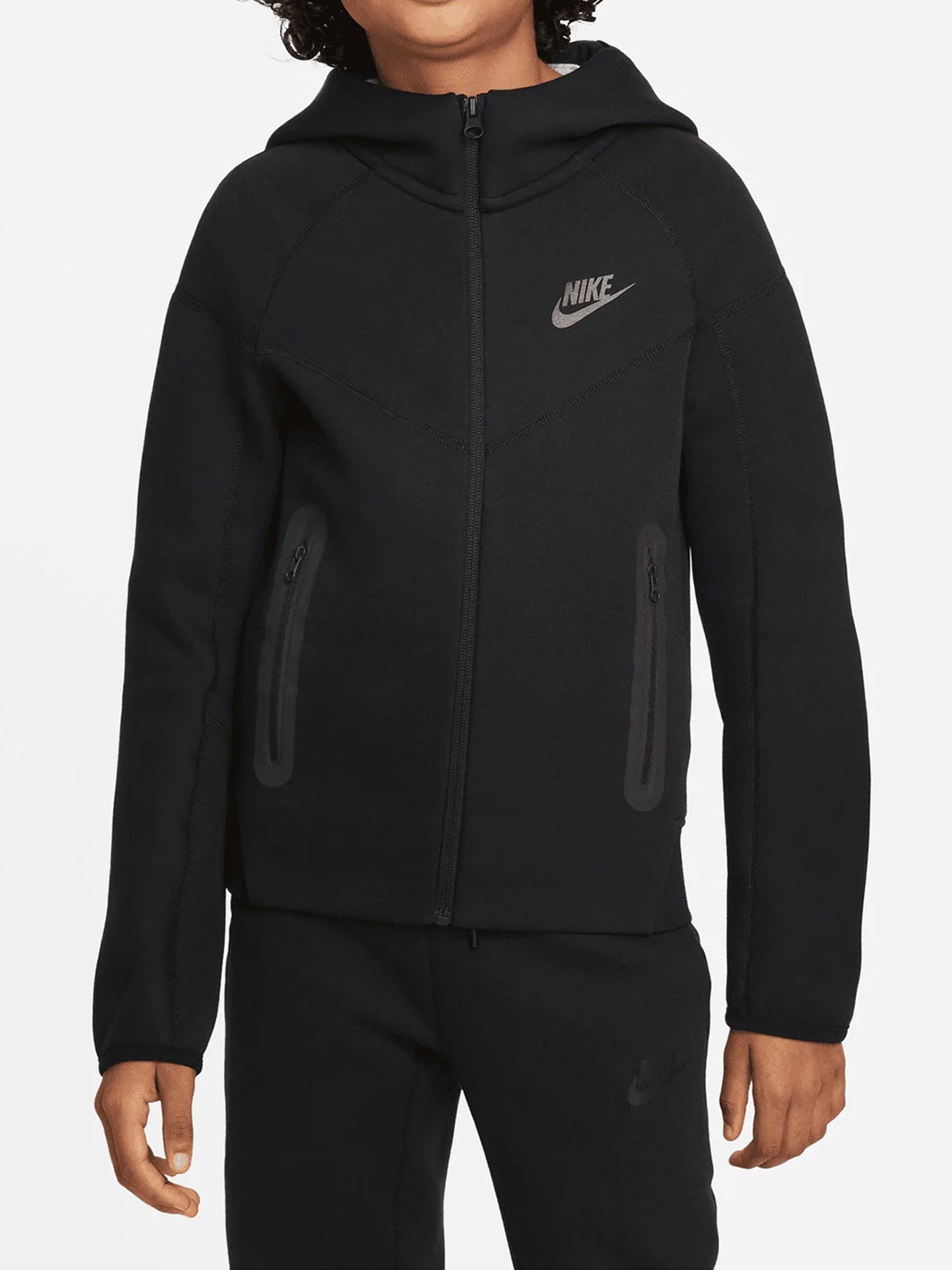 NIKE TECH FIT FELPA JUNIOR CON CAPPUCCIO NERO