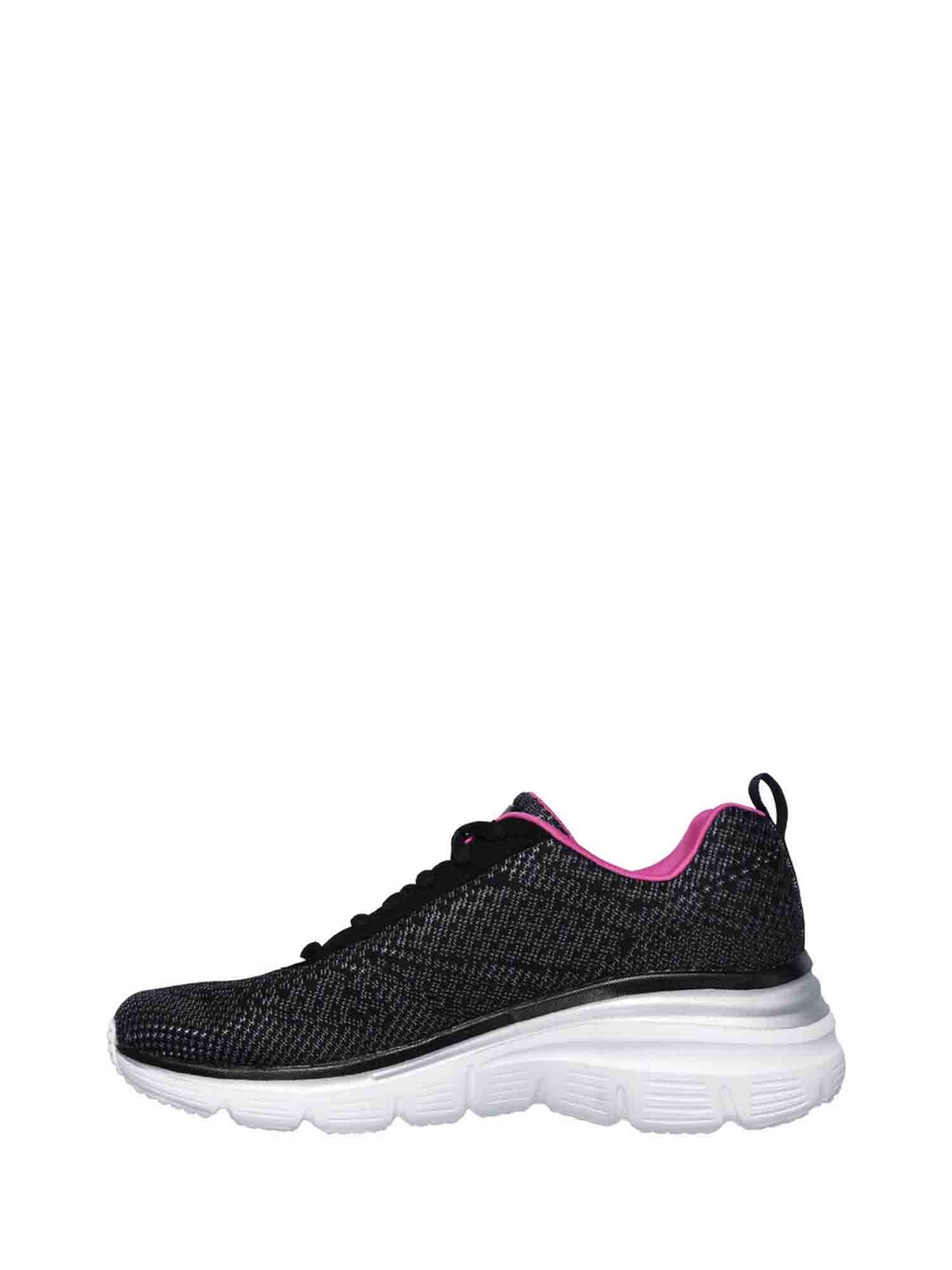 SKECHERS FASHION FIT-BOLD BOUNDARIES SNEAKERS NERO-FUCSIA