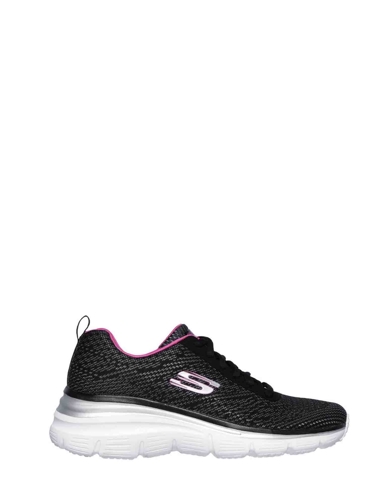 SKECHERS FASHION FIT-BOLD BOUNDARIES SNEAKERS NERO-FUCSIA