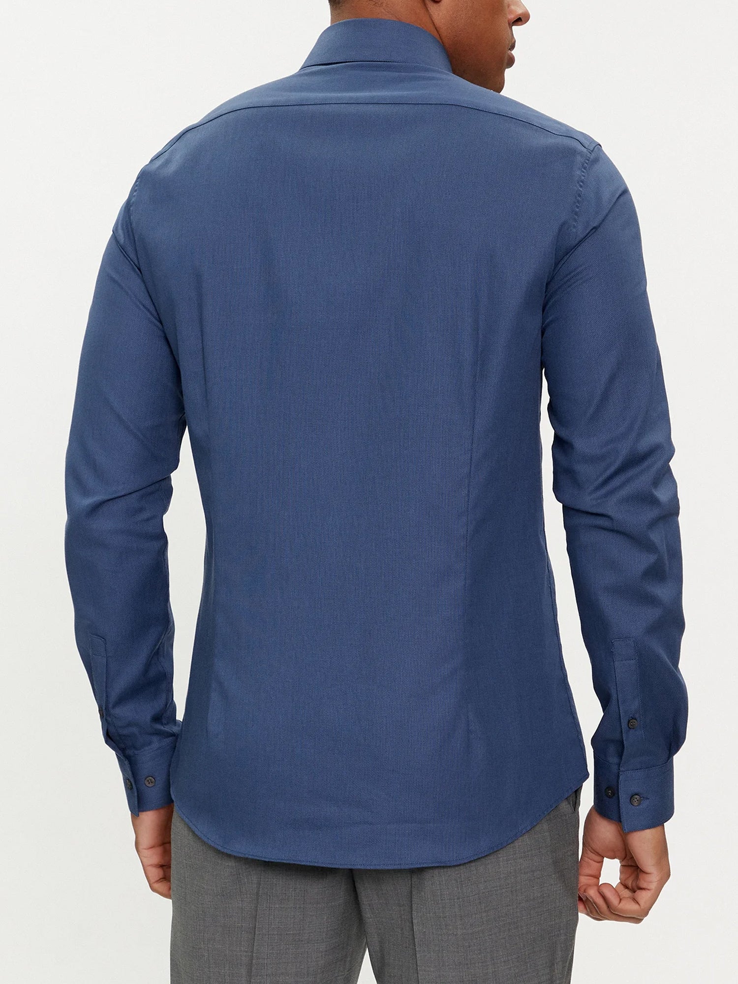 CALVIN KLEIN CAMICIA TONAL STRUCTURE SLIM BLU