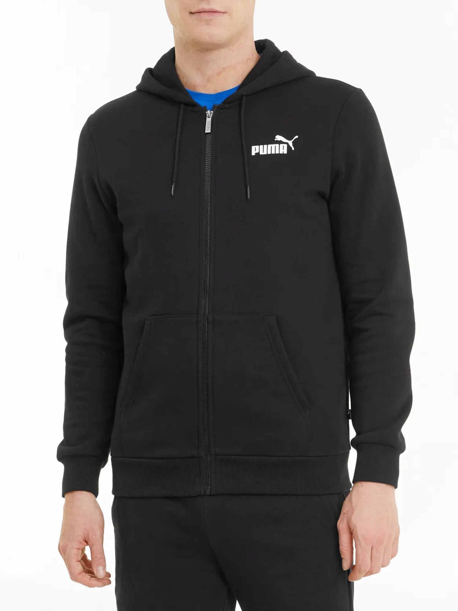 PUMA FELPA CON CAPPUCCIO A ZIP INTERA ESSENTIALS NERO