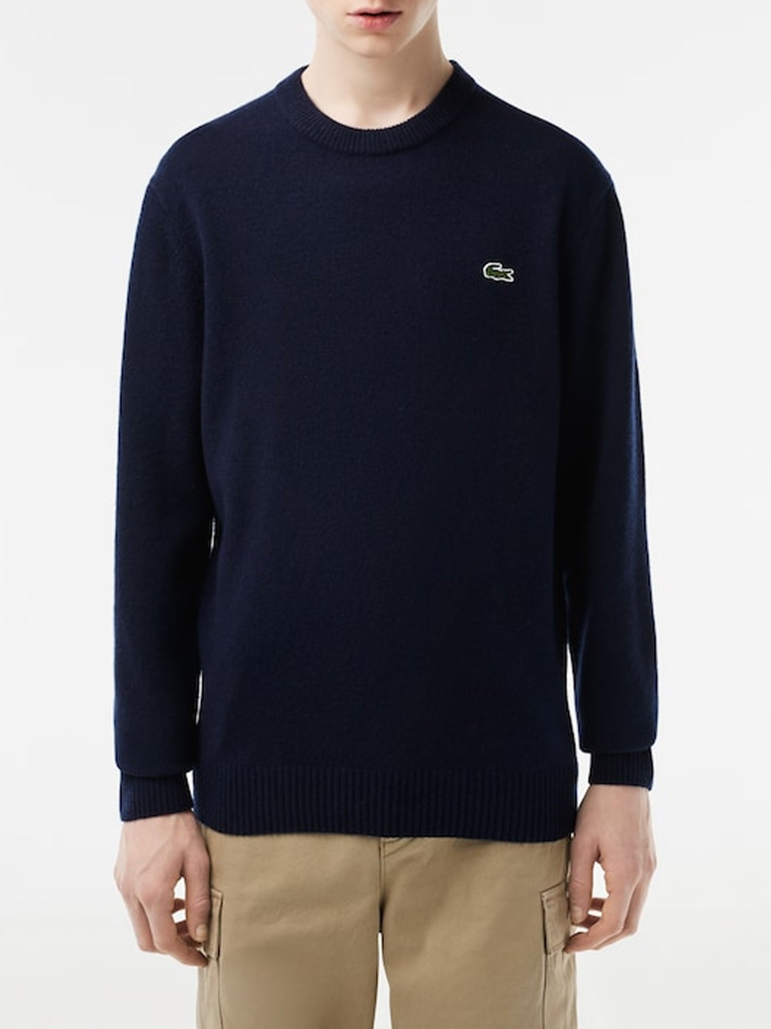 LACOSTE PULLOVER IN LANA GIROCOLLO BLU NAVY