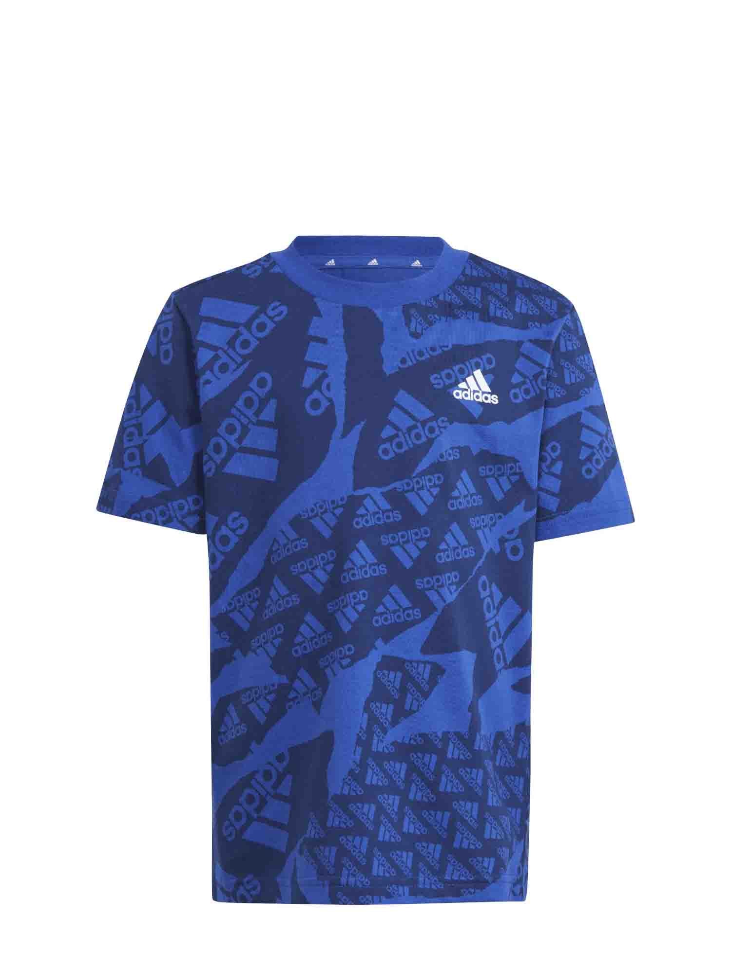 ADIDAS ESSENTIALS ALLOVER PRINT T-SHIRT KIDS BLU