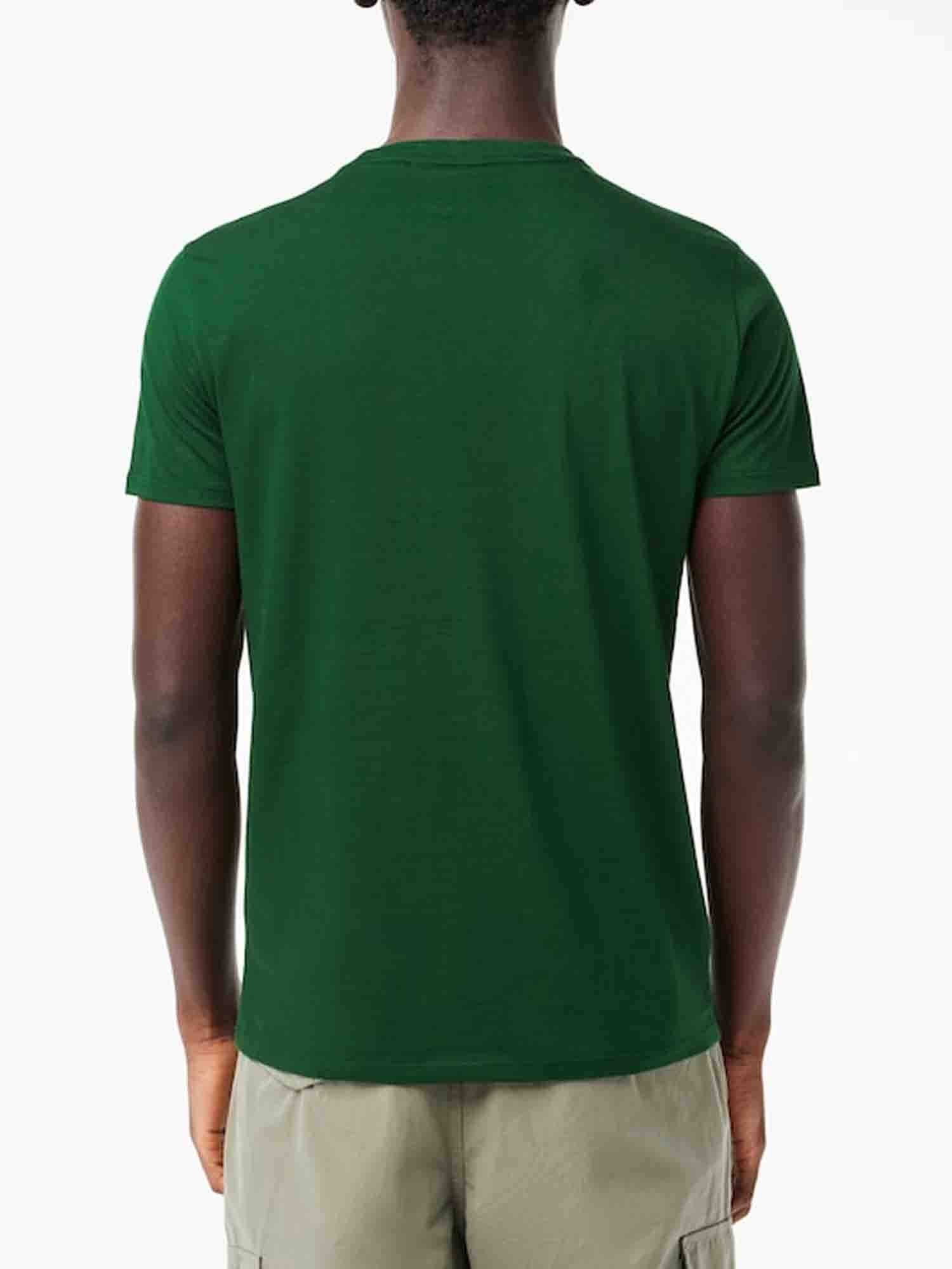 LACOSTE T-SHIRT CLASSICA TINTA UNITA VERDE