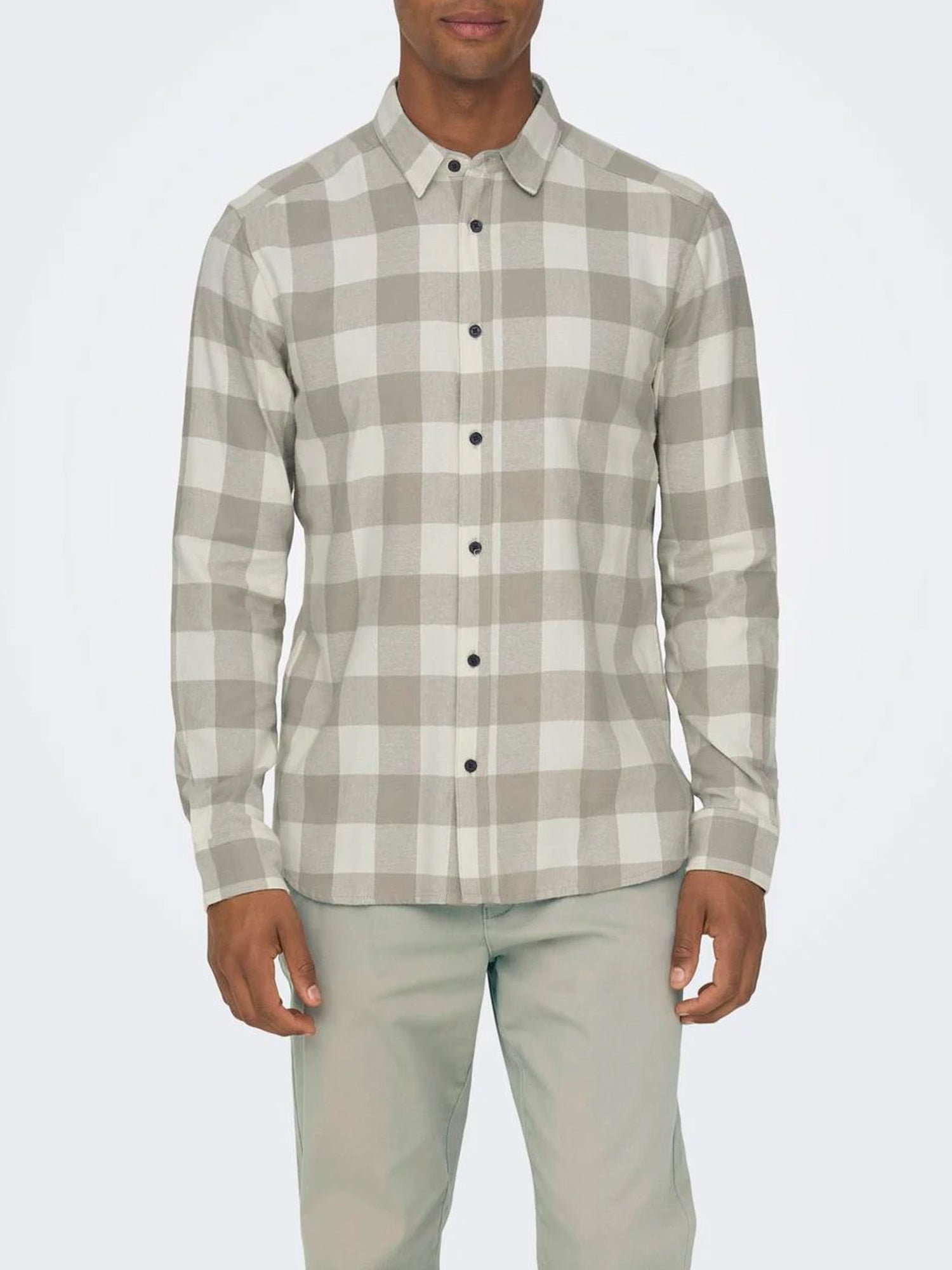 ONLY&SONS CAMICIA A QUADRI GUDMUND BIANCO ANTICO