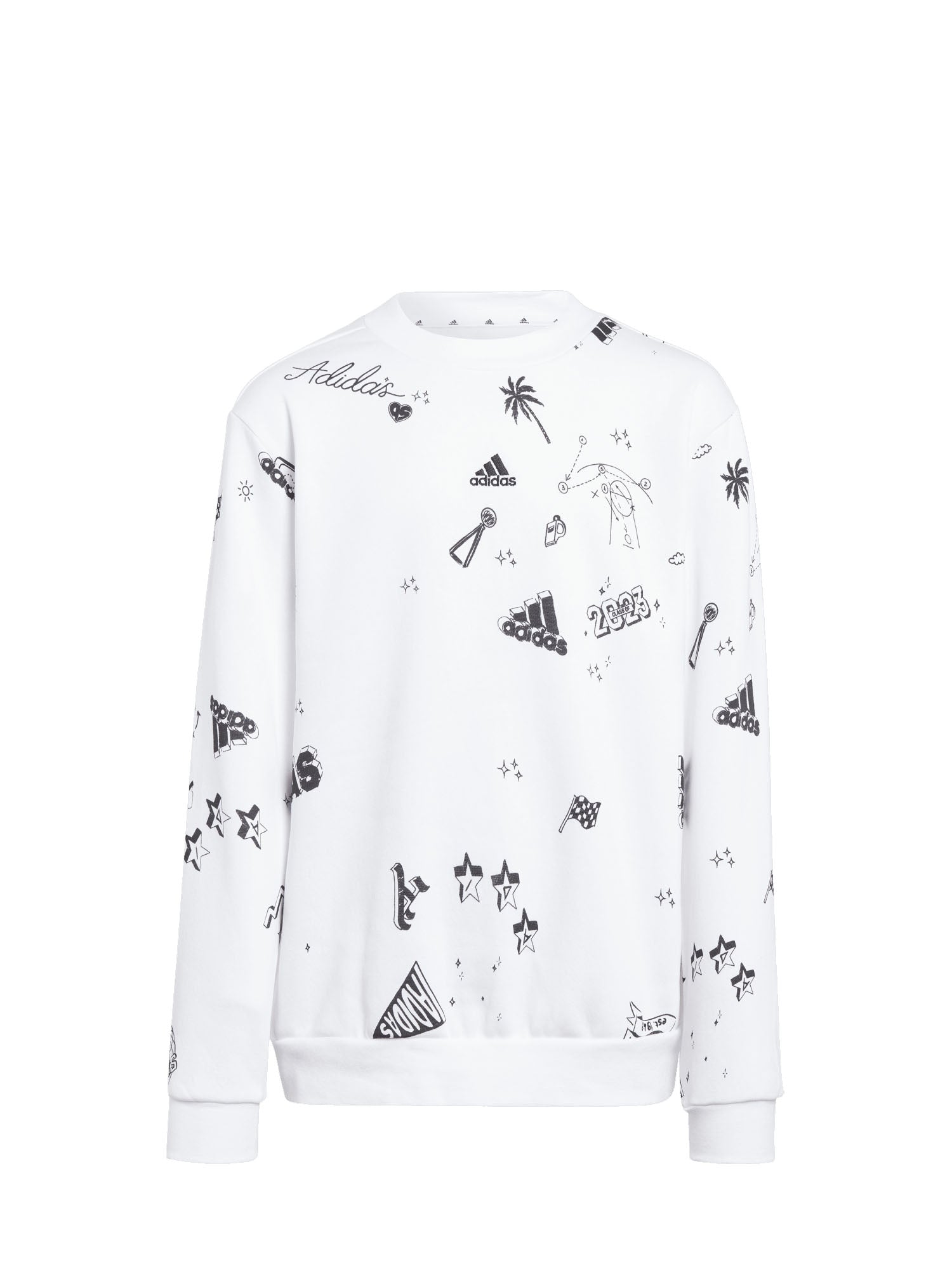 ADIDAS FELPA BRAND LOVE ALLOVER PRINT BIANCO