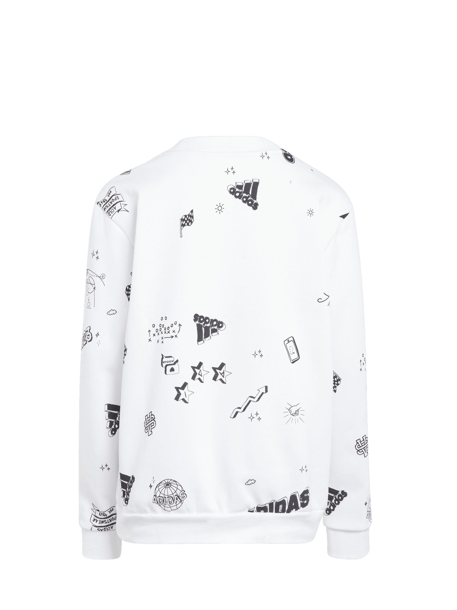 ADIDAS FELPA BRAND LOVE ALLOVER PRINT BIANCO