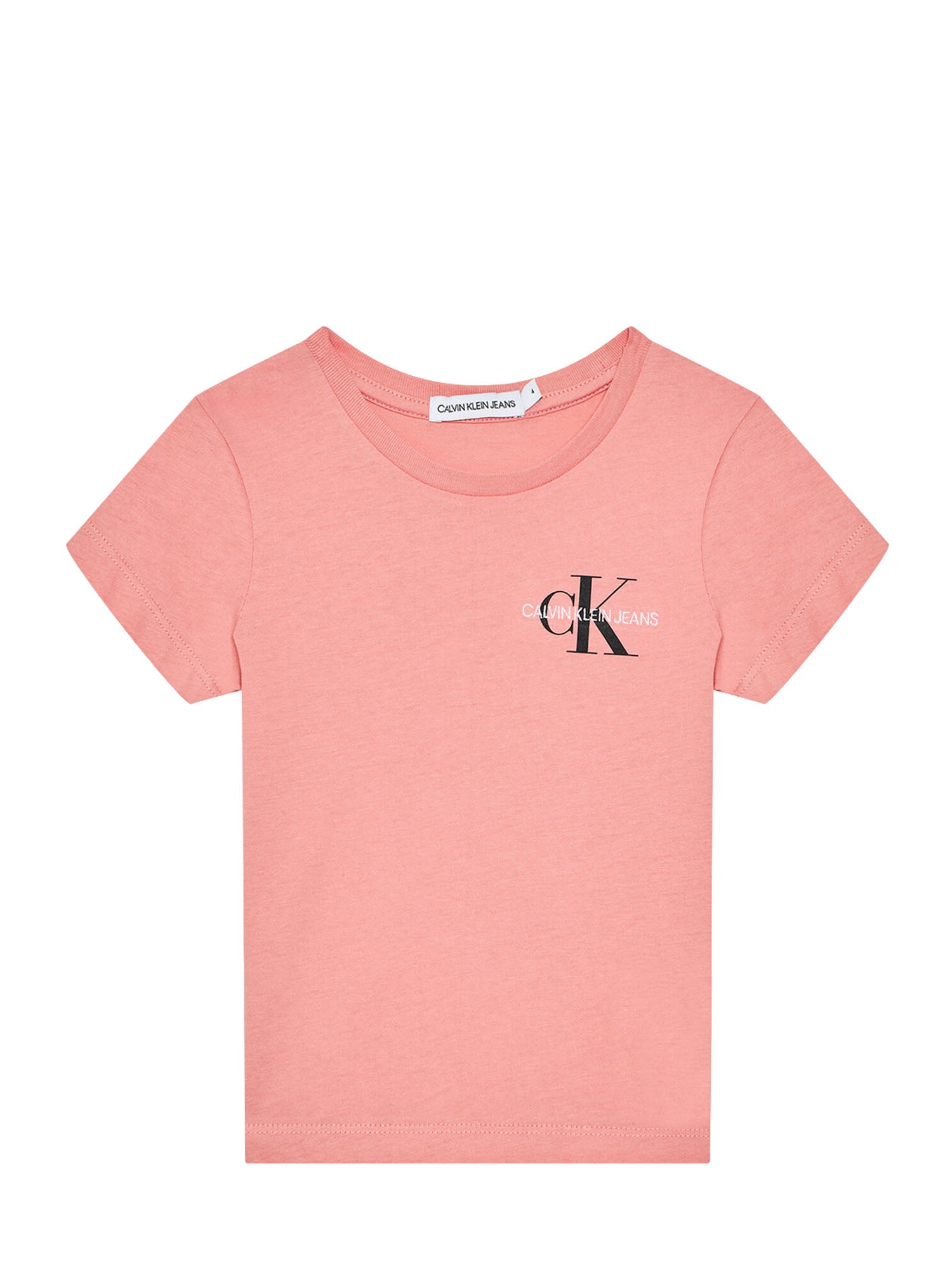 CALVIN KLEIN T-SHIRT SLIM CON LOGO ROSA - NERO