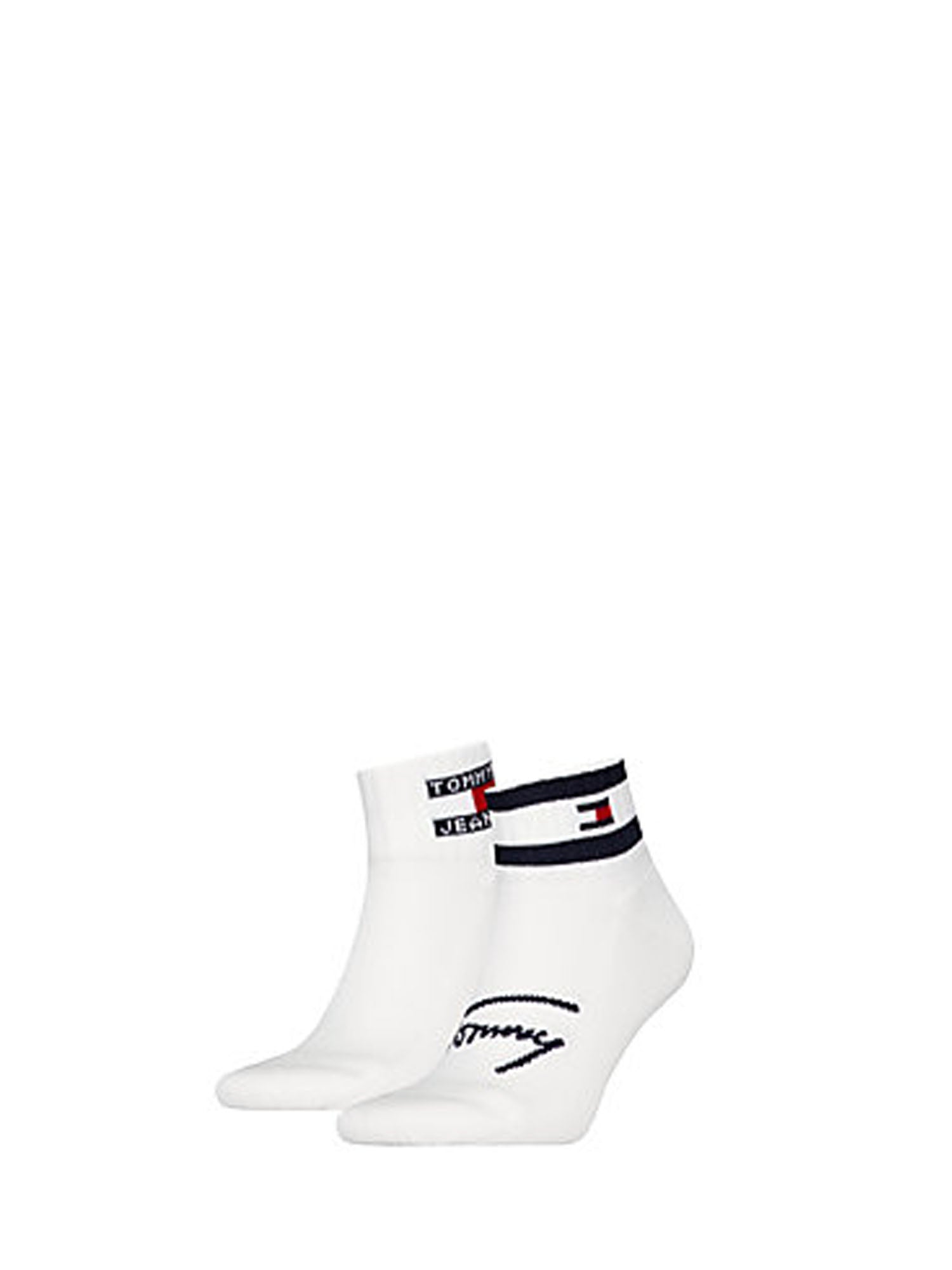 TOMMY HILFIGER CALZINI QUARTER 2P SPORT STRIPE BIANCO