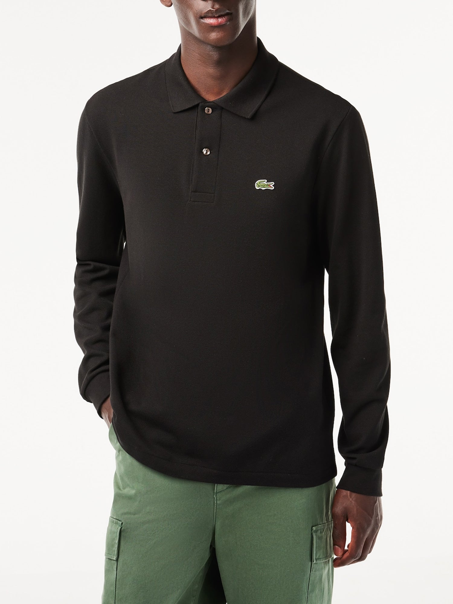 LACOSTE POLO MANICHE LUNGHE NERO