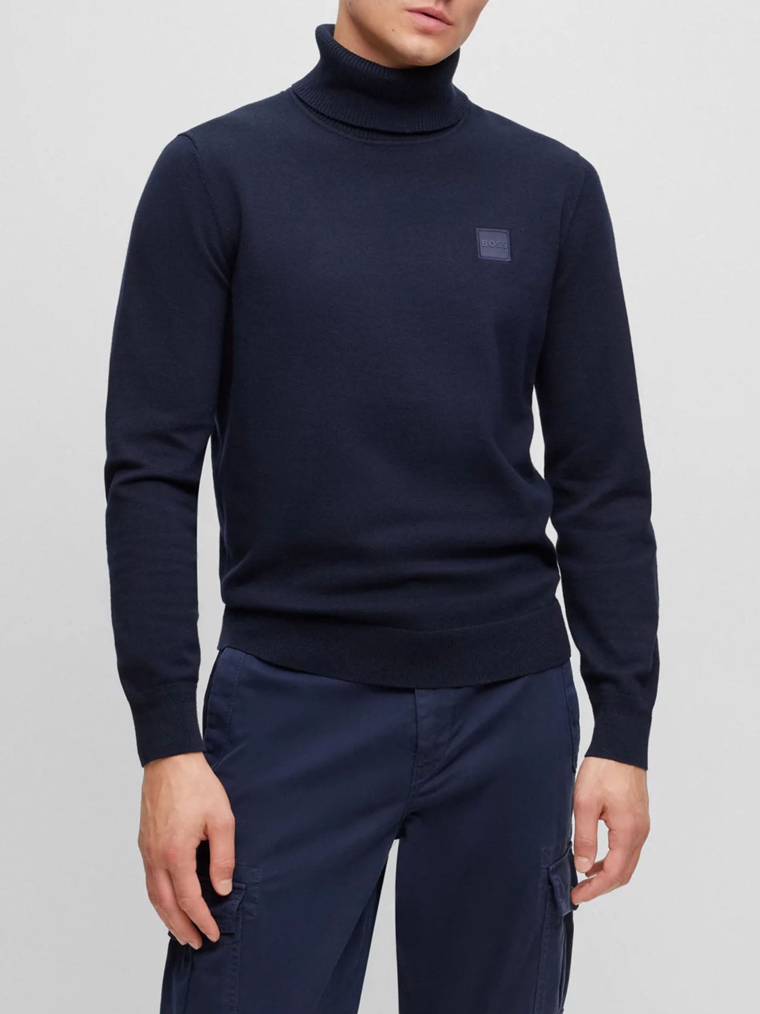 HUGO BOSS MAGLIONE COLLO ALTO BLU