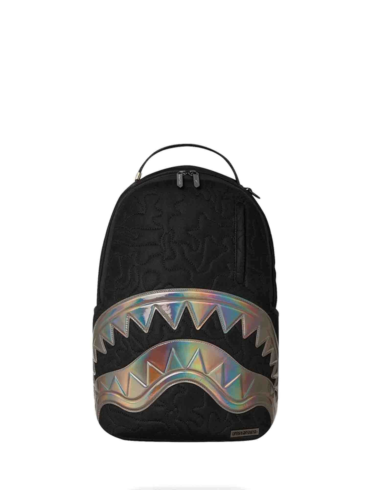 SPRAYGROUND CAMOQUILT QUILTED IRRIDESCENT ZAINO NERO