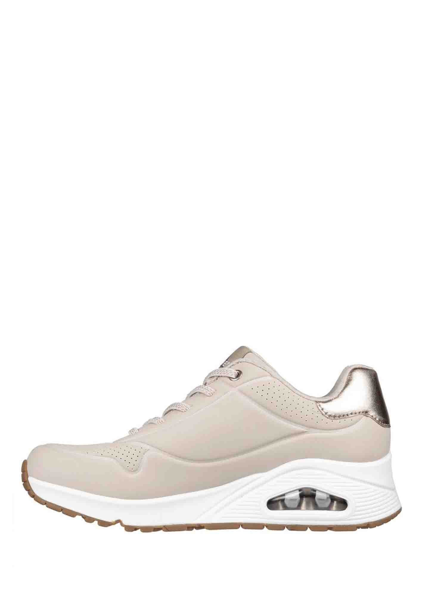 SKECHERS UNO-SHIMMER AWAY SNEAKERS DONNA NATURALE