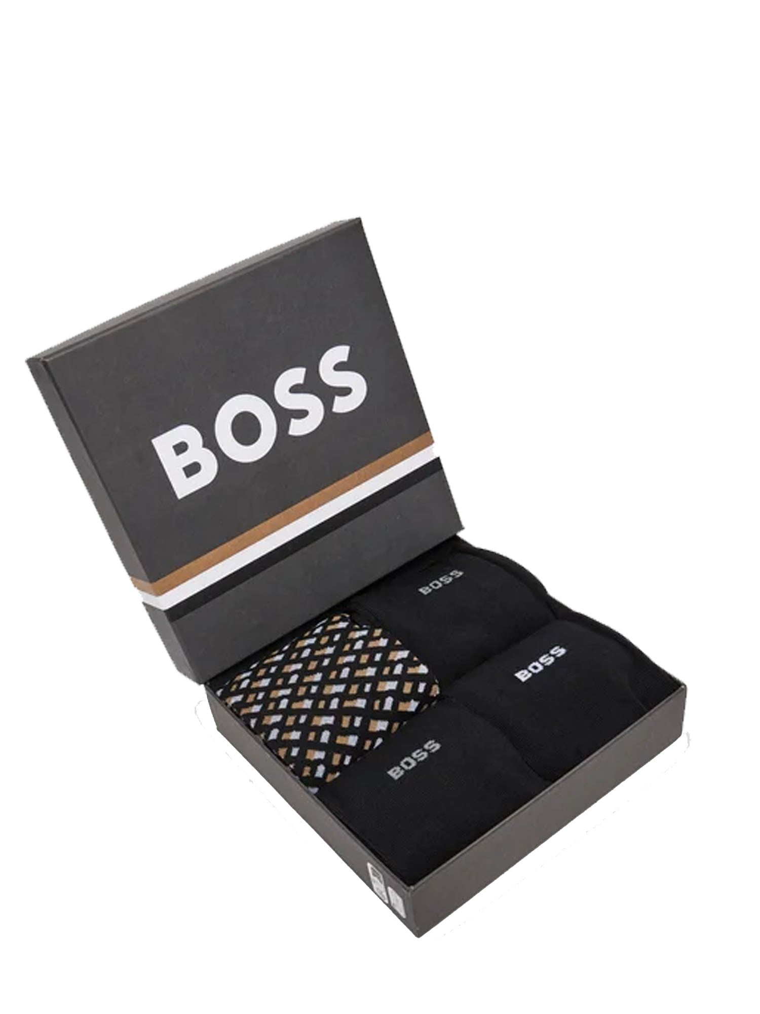 HUGO BOSS CALZINI 4 PAIA IN GIFTBOX RIB NERO