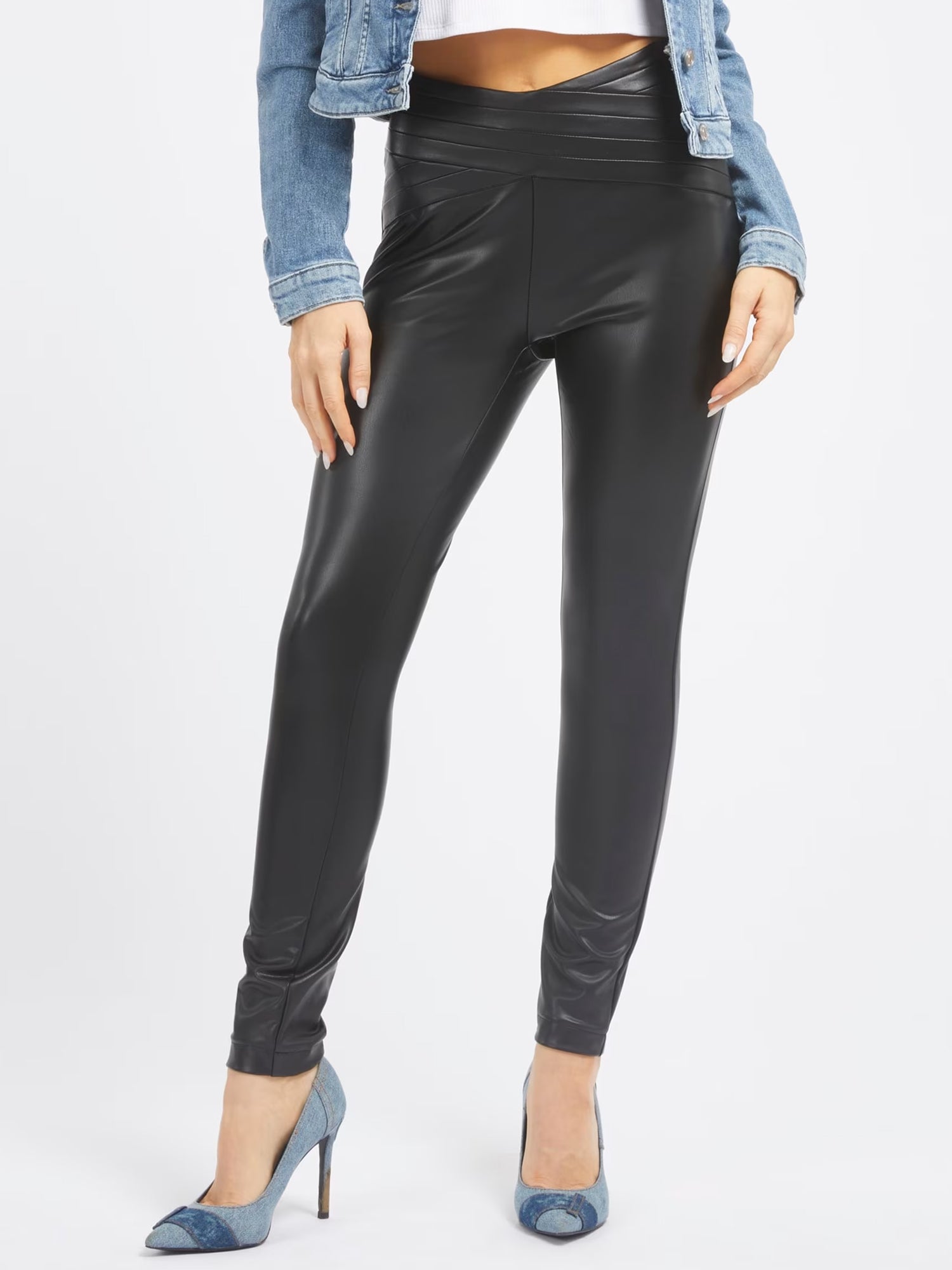 GUESS JEANS PANTALONI LEGGINGS DANA NERO