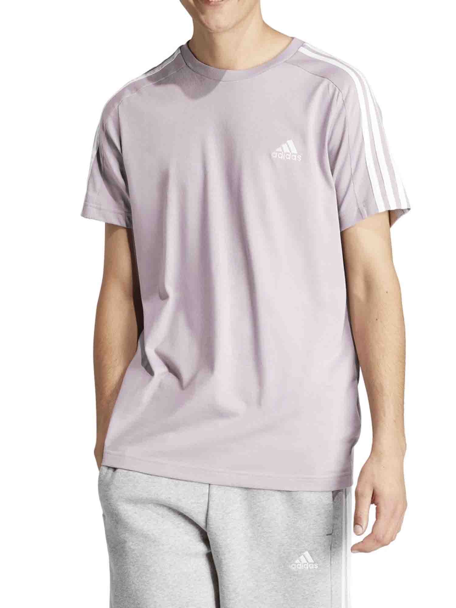 ADIDAS ESSENTIALS T-SHIRT 3 STRISCE VIOLA