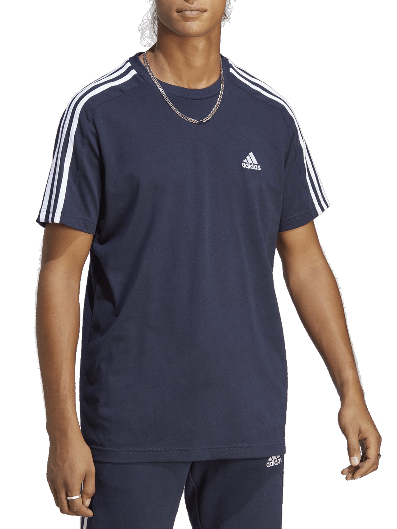 ADIDAS T-SHIRT ESSENTIALS SINGLE JERSEY 3-STRIPES BLU