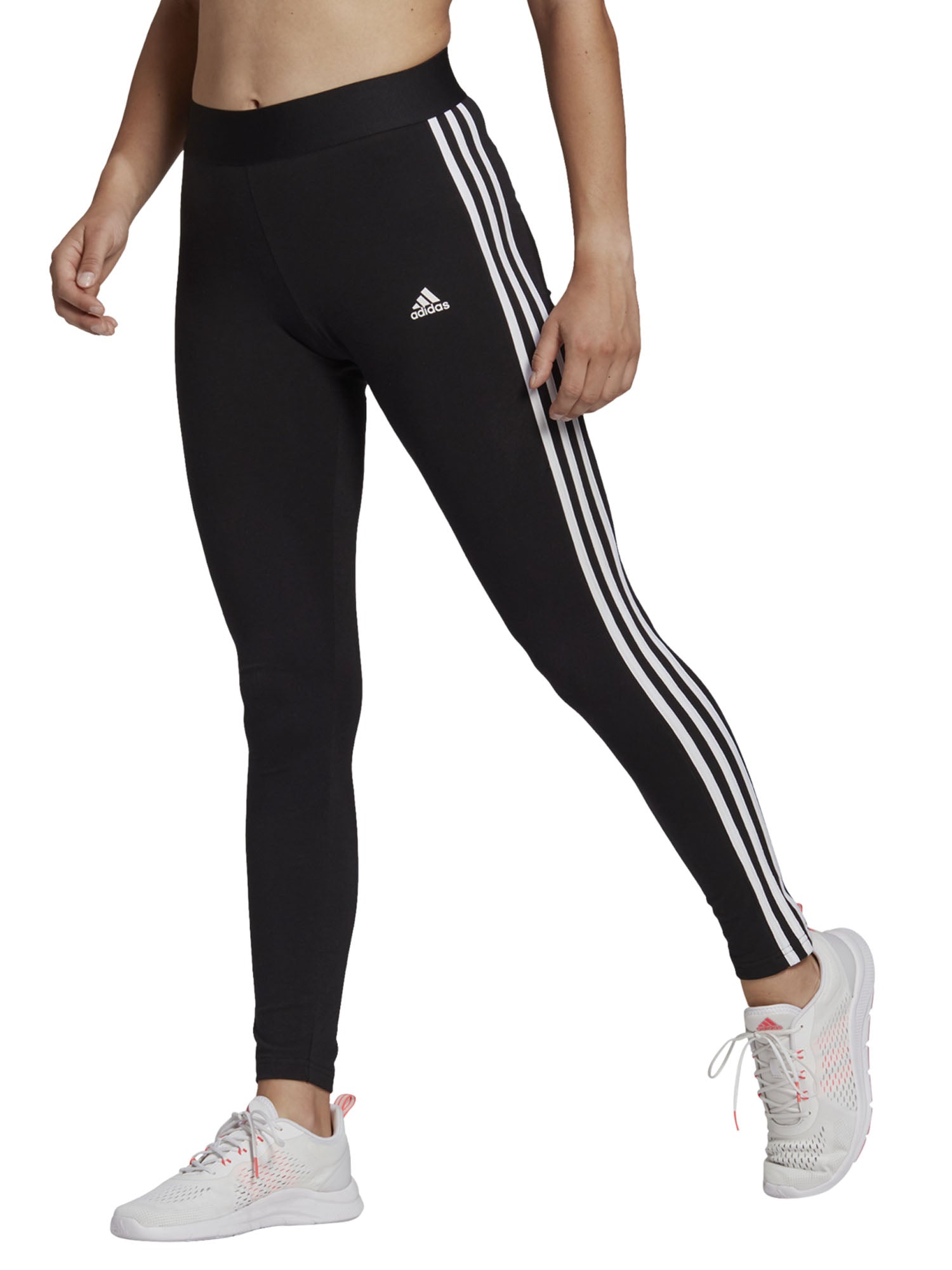 ADIDAS LEGGINGS ESSENTIALS 3 STRISCE NERO - BIANCO