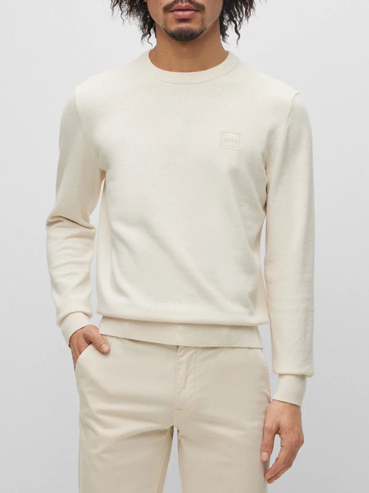 HUGO BOSS PULLOVER GIROCOLLO BIANCO SPORCO