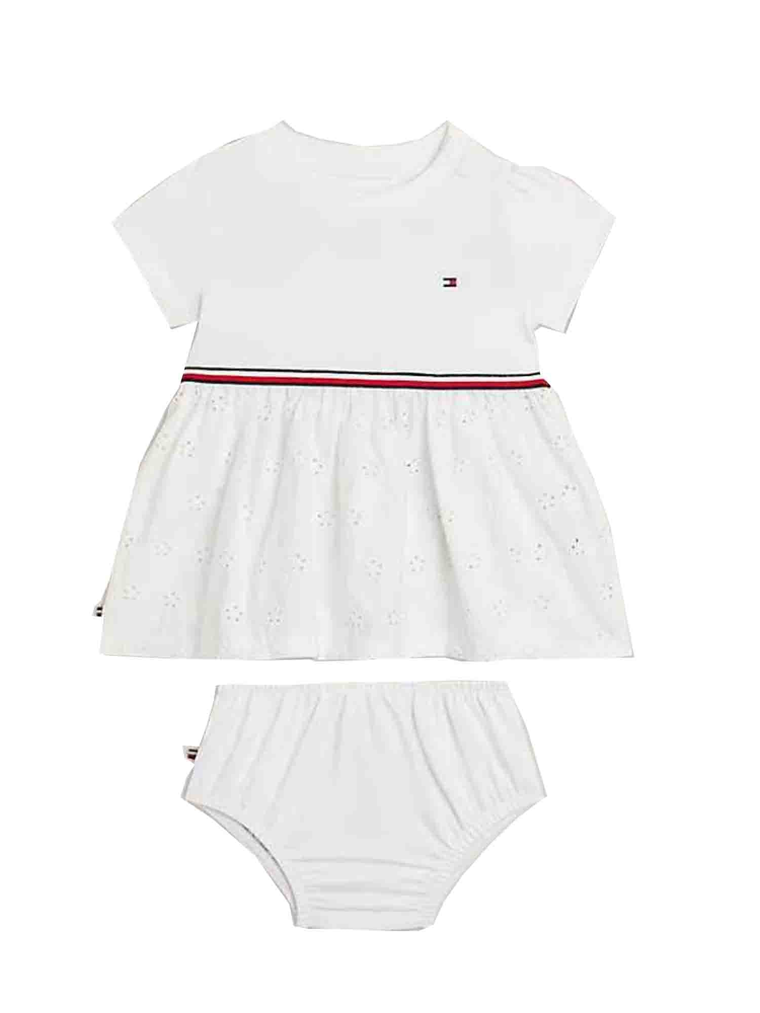 TOMMY HILFIGER MINI ABITO DA NEONATA BIANCO