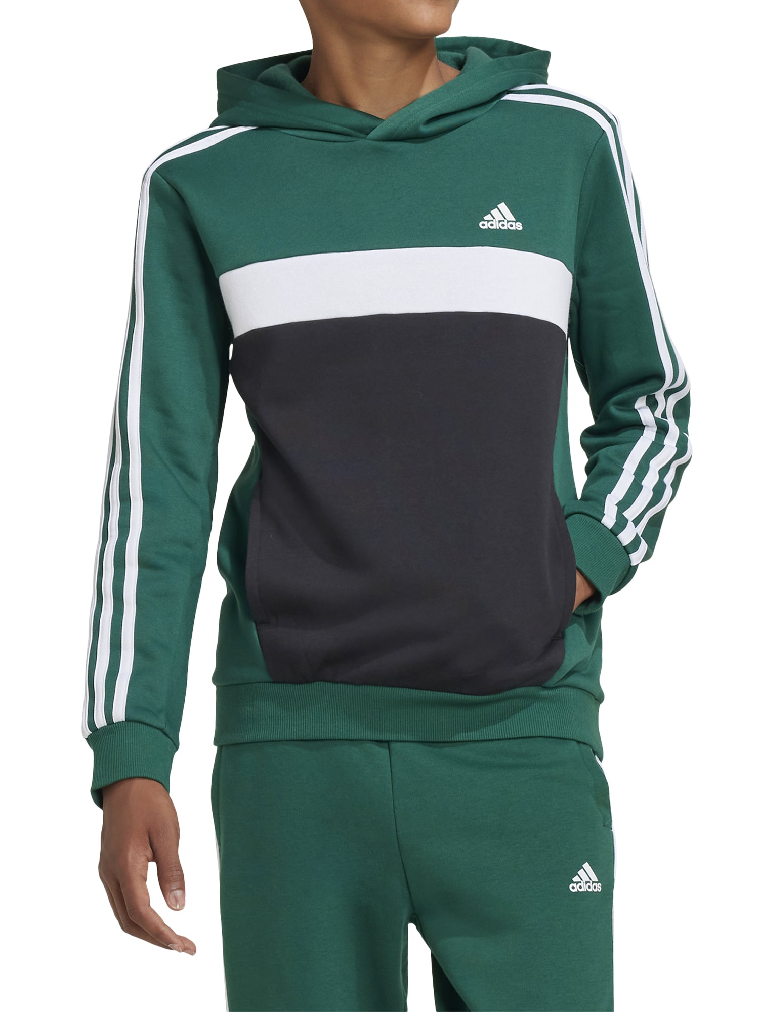 ADIDAS TIBERIO 3 STRISCE COLOBLOCK FELPA JUNIOR VERDE-NERO