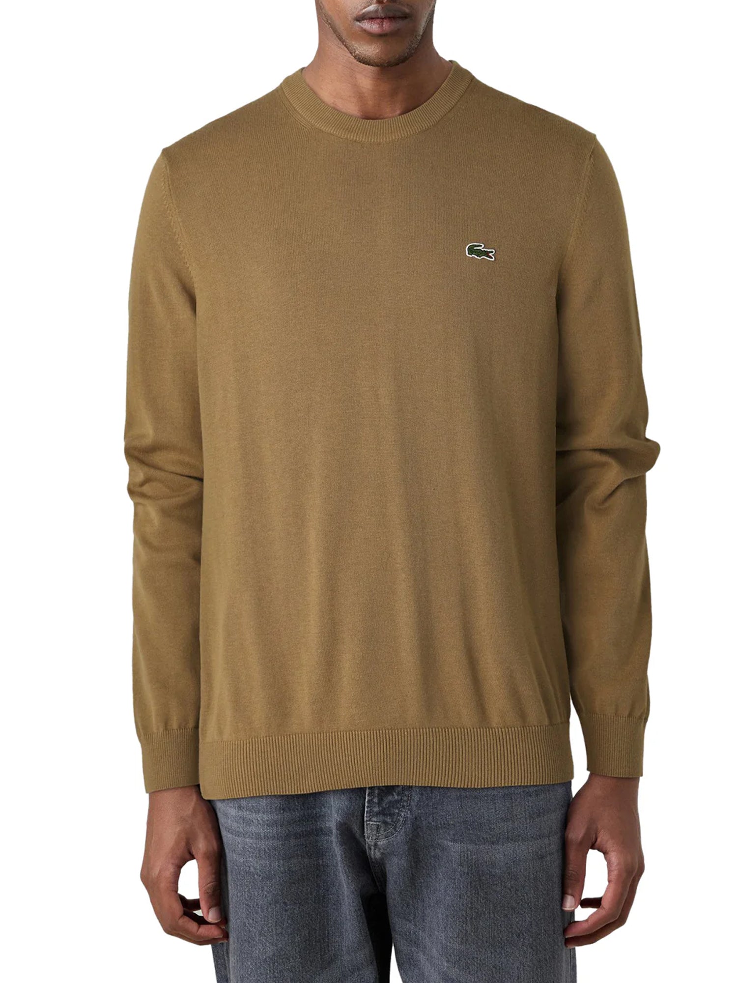 LACOSTE PULLOVER IN FILATO DI COTONE MARRONE