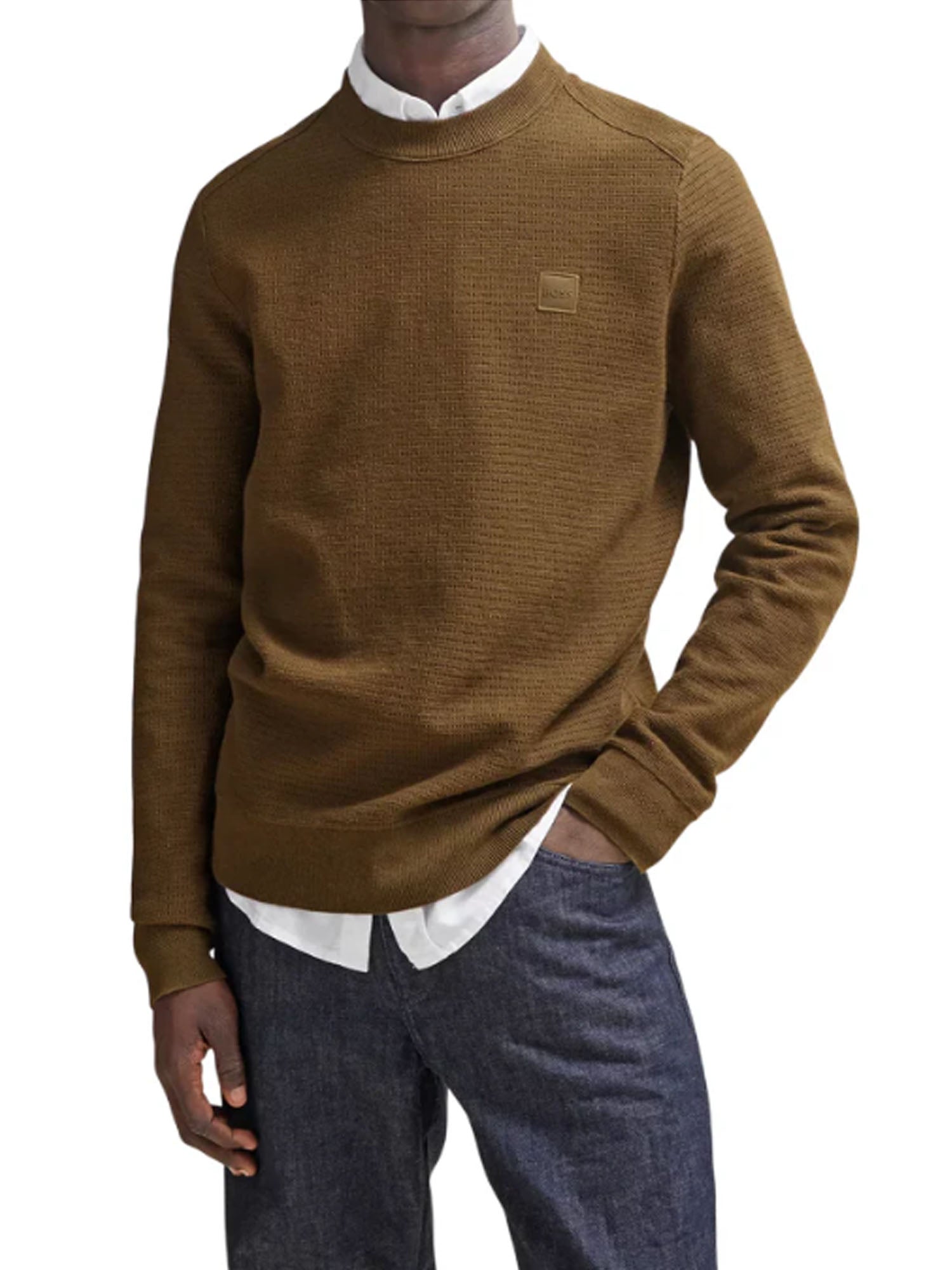 HUGO BOSS MAGLIONE GIROCOLLO MARRONE