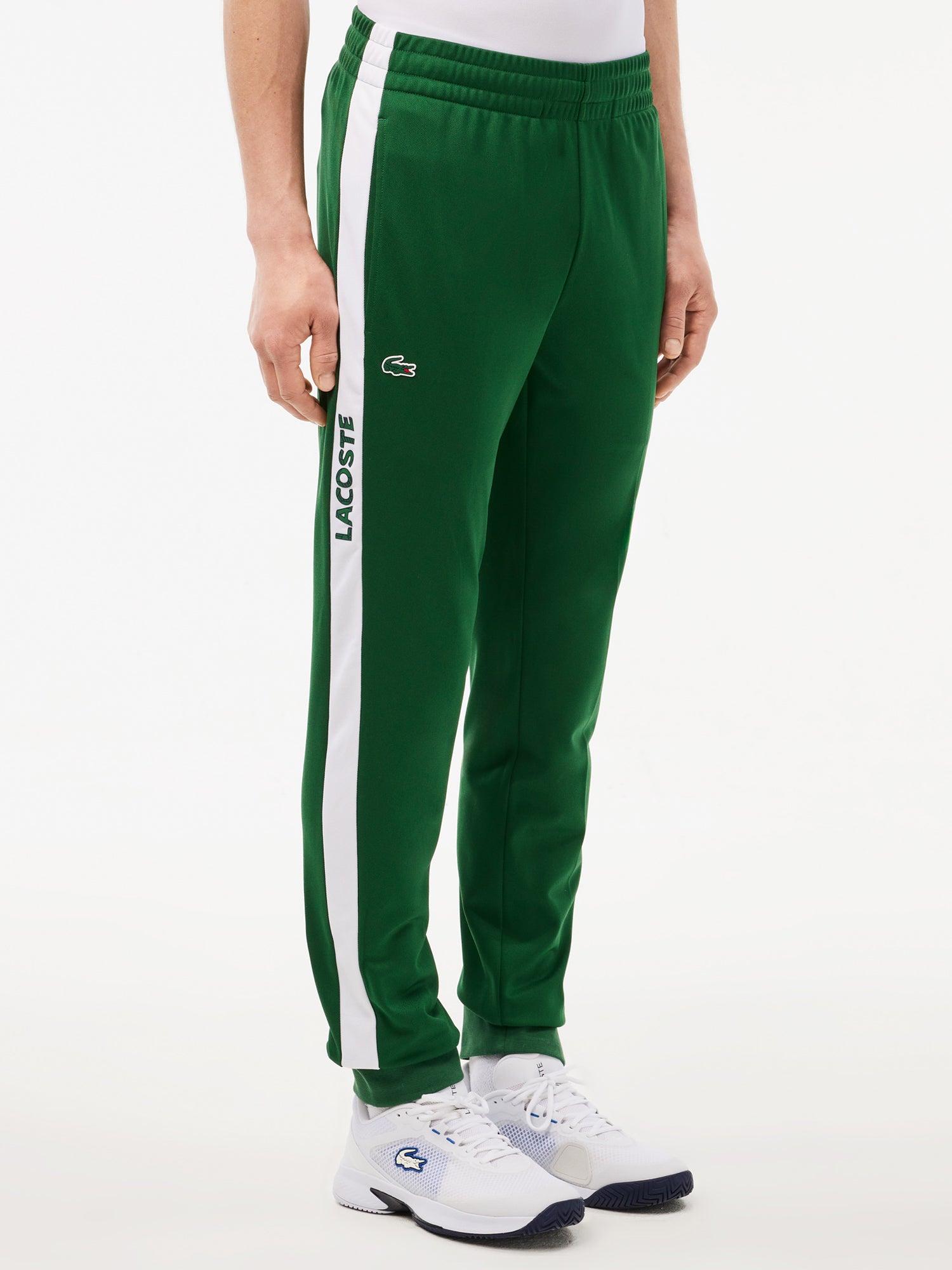 LACOSTE PANTALONI SPORTIVI CON LOGO VERDE - BIANCO