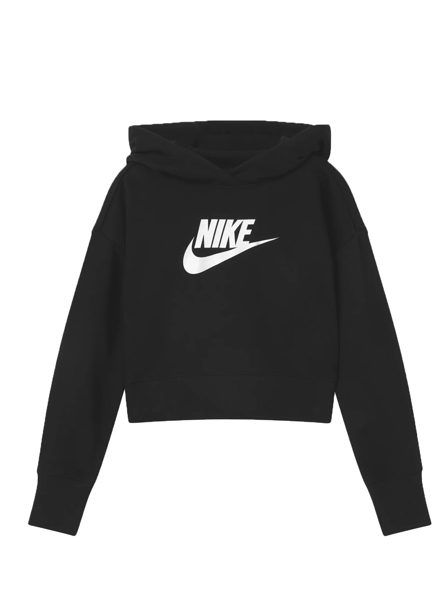 NIKE FELPA CROPPED CON CAPPUCCIO NERO