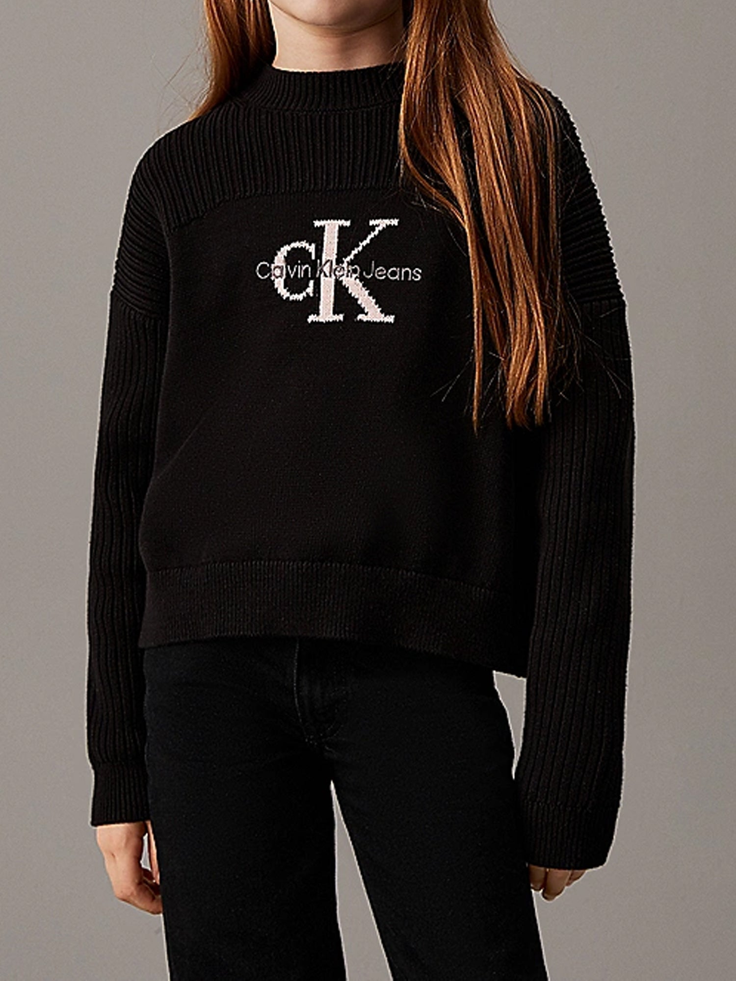 CALVIN KLEIN KIDS MAGLIA CON LOGO NERO