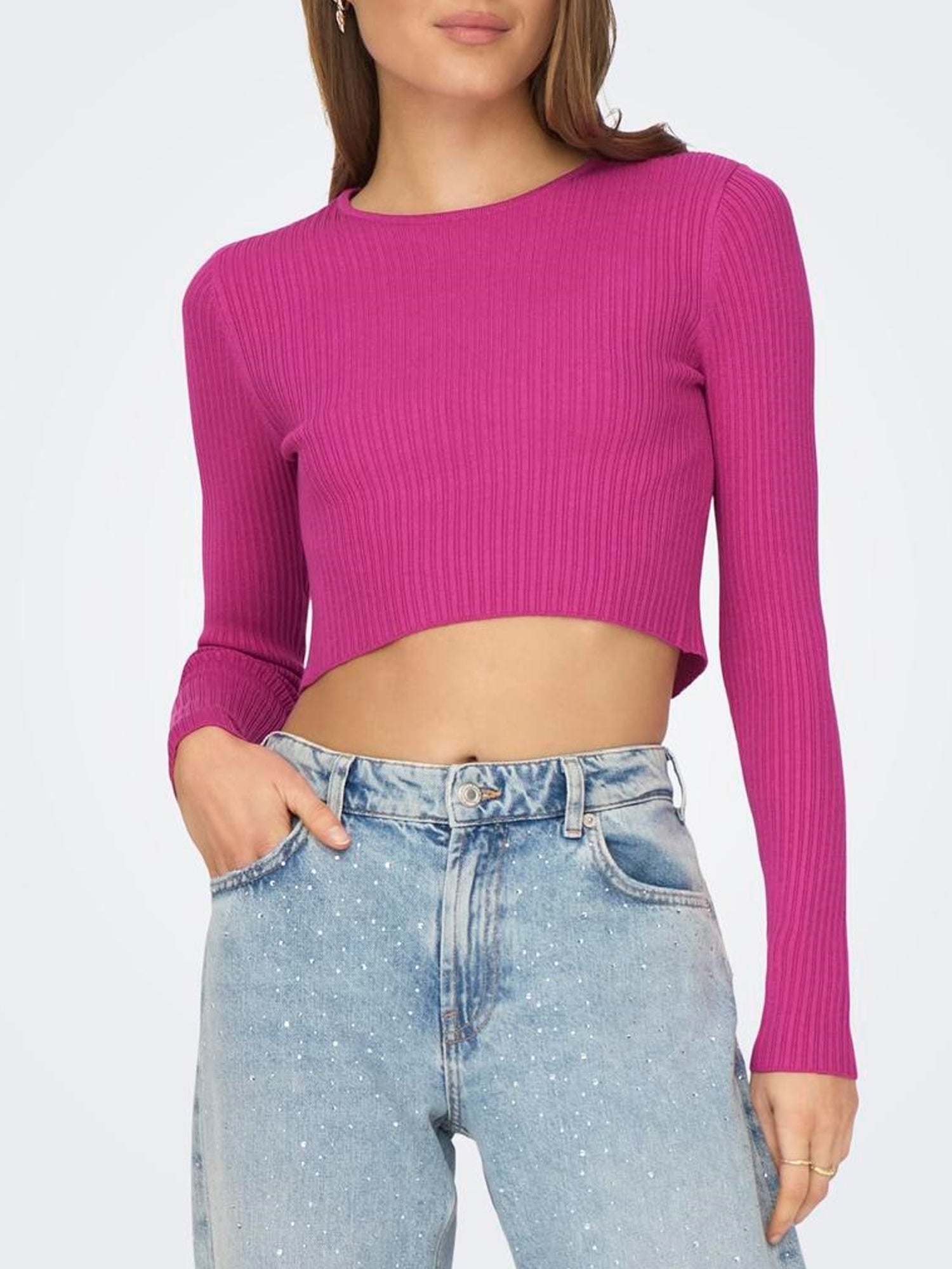 ONLY MAGLIA MEDDI CROP ROSA