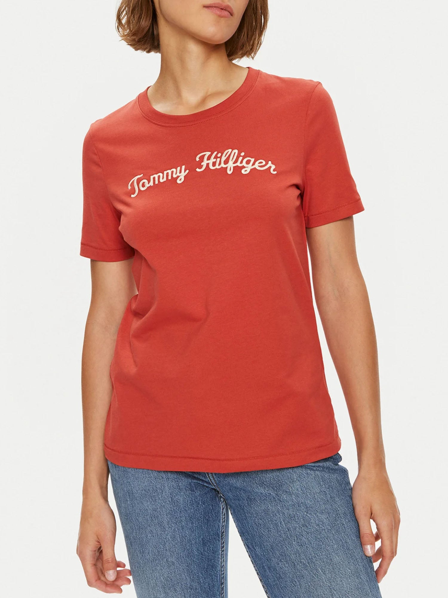 TOMMY HILFIGER T-SHIRT REG SCRIPT ROSSO