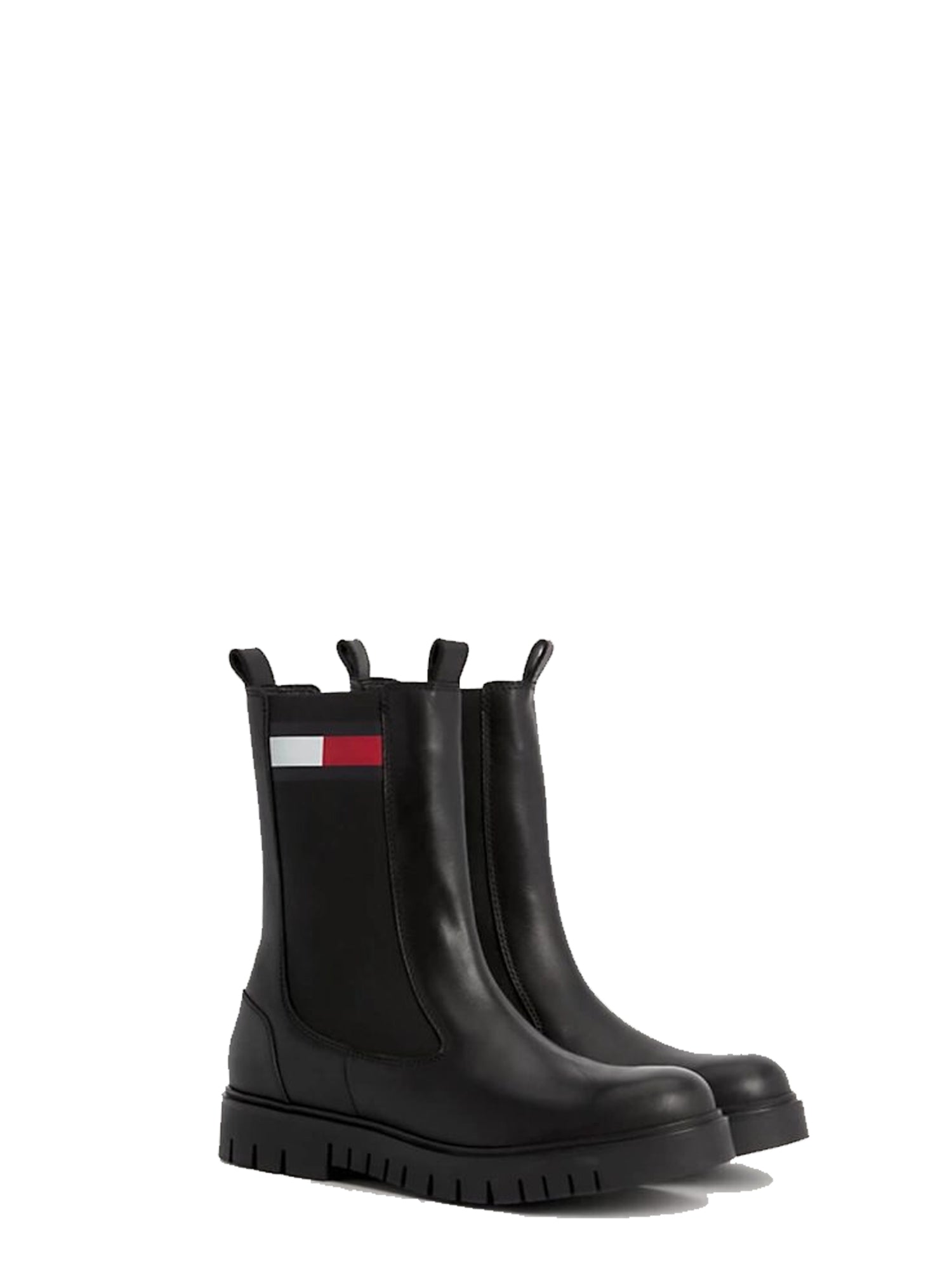 TOMMY HILFIGER SHOES STIVALI CHELSEA IN PELLE NERO