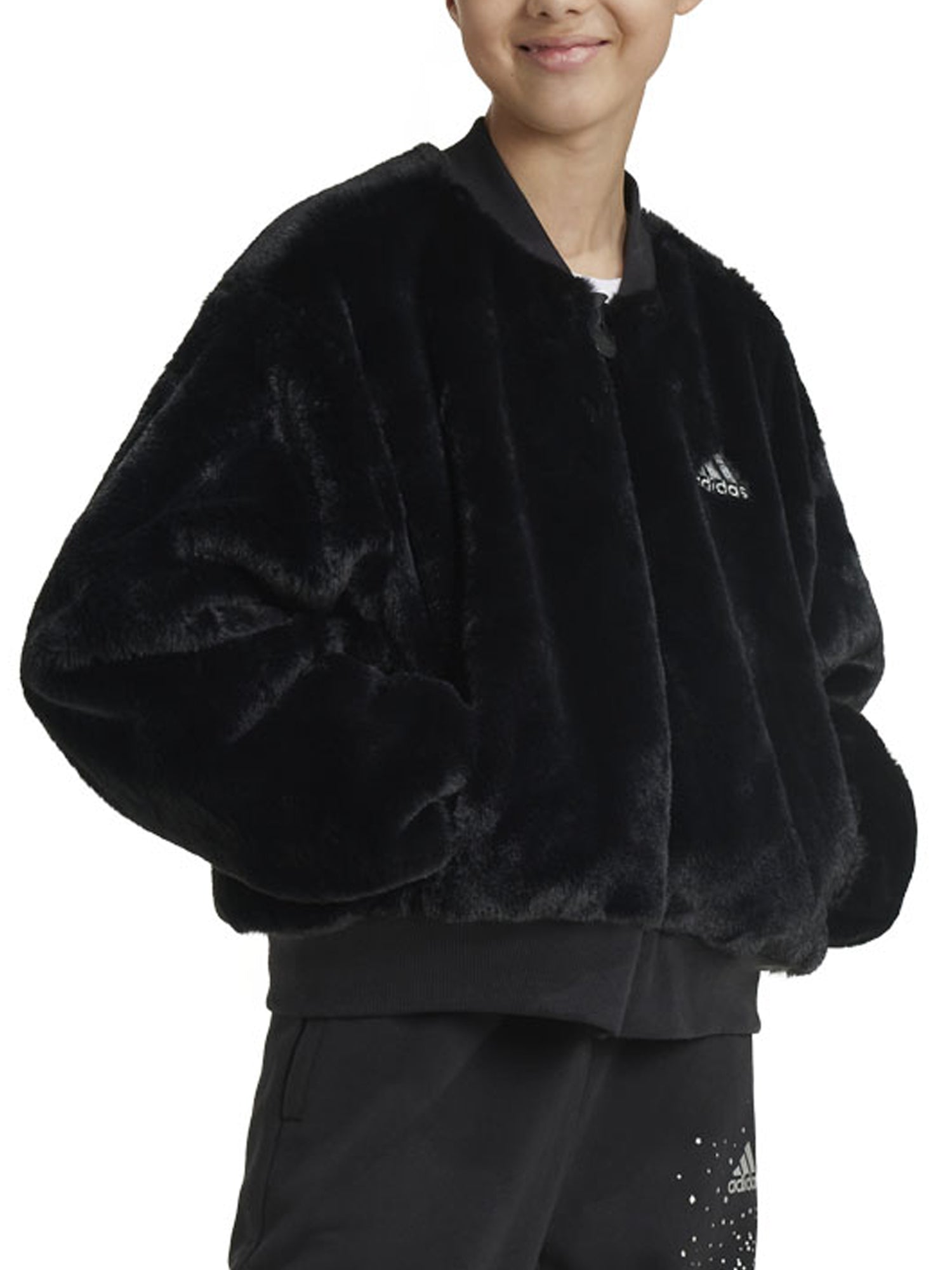 ADIDAS BOMBER GLAM FUR GIUBBINO JUNIOR NERO